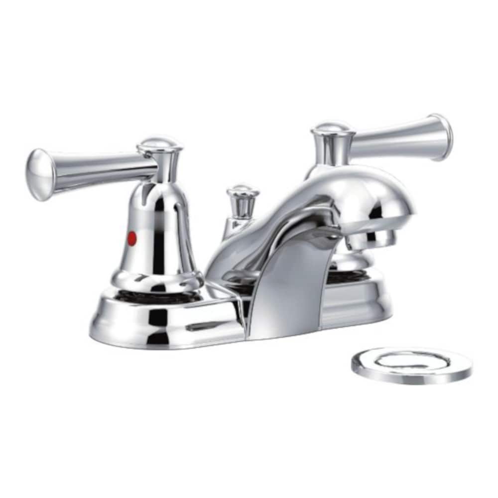 Cleveland Faucet Group 707200 Capstone Chrome 4-in centerset 2-handle WaterSense Mid-arc Residential Handle Bathroom Sink Faucet with Drain