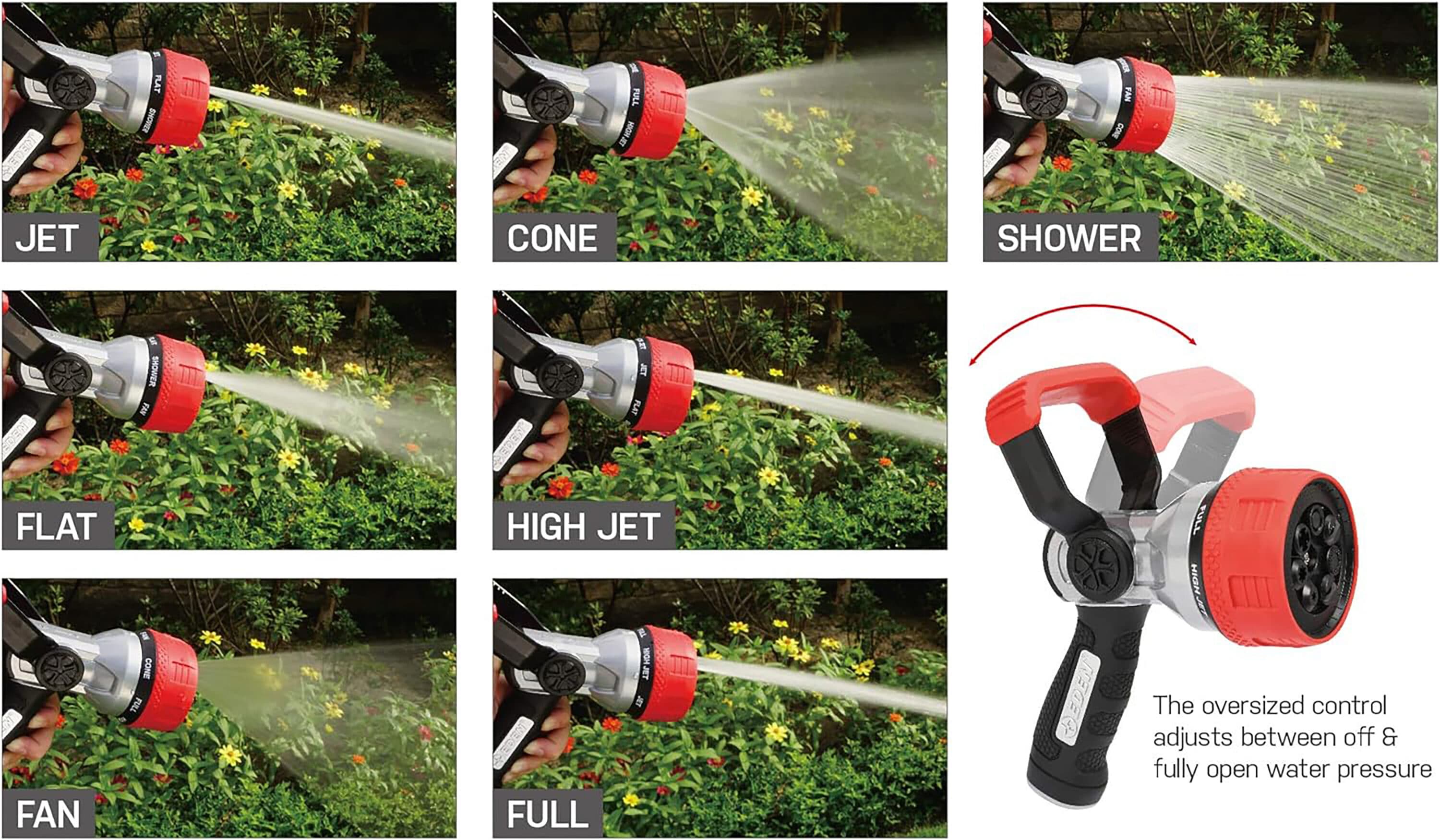 Eden Heavy Duty Metal Garden Hose Spray Nozzle with Quick Connect Starter Set #B09NP78XRR