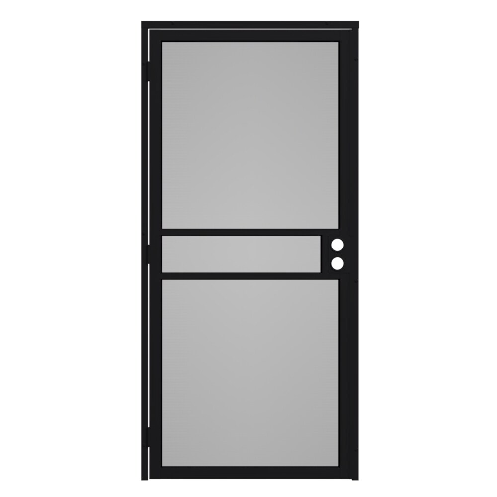 RELIABILT Pasadena 36-in x 81-in Black Steel Surface Mount Universal/Reversible Security Door with Black Screen