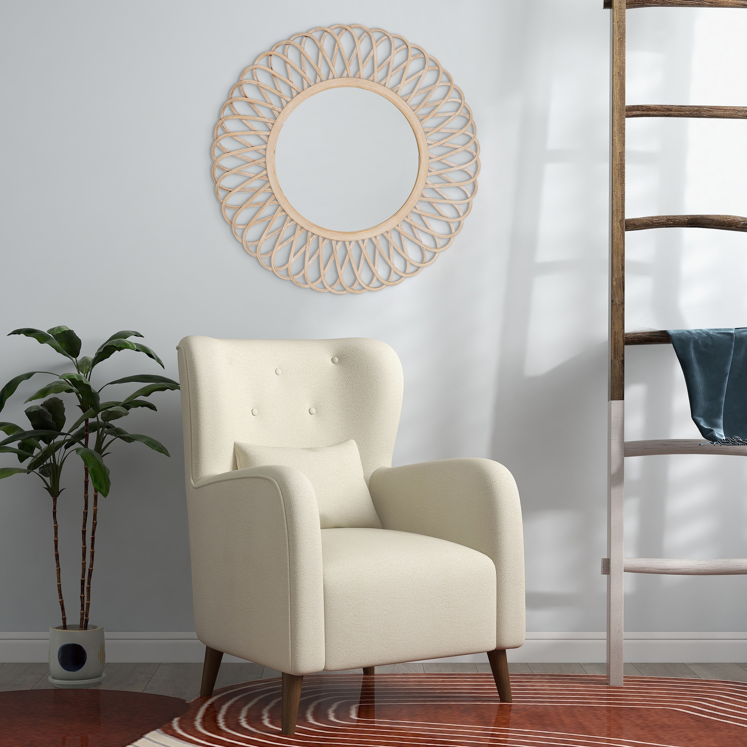 Sagebrook Home 16027 35-Inches W x 2.0-Inches H Round Brown Framed Wall Mirror