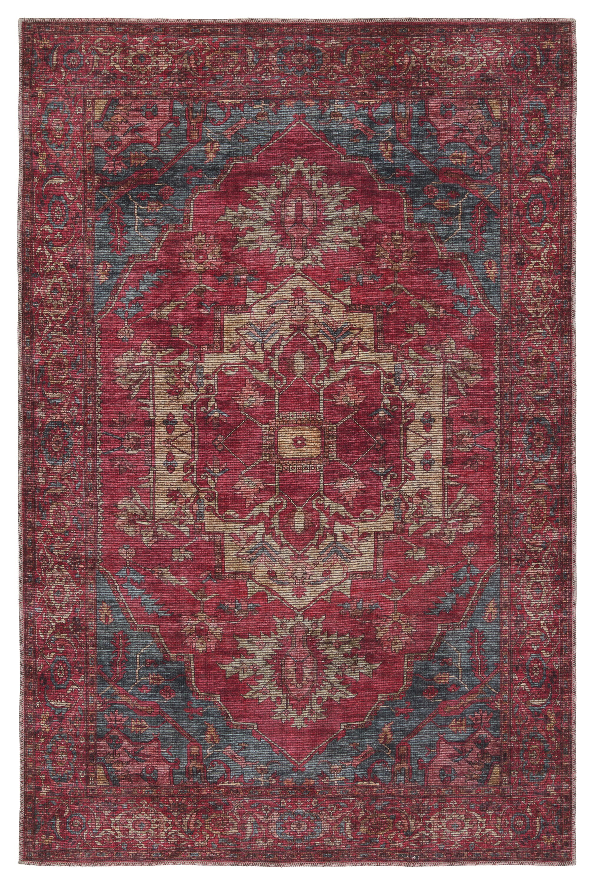 Gloria Vintage Medallion 7'10"x10' Red Cotton Blend Area Rug
