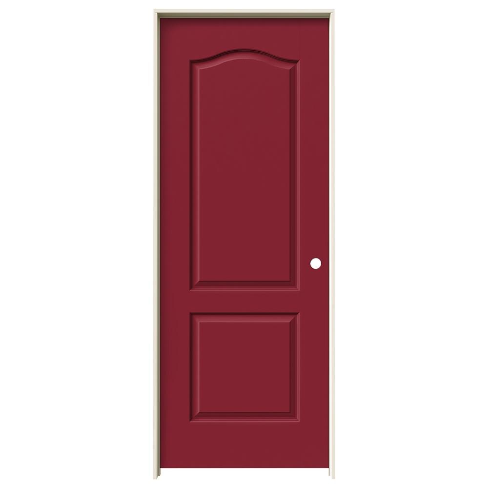 JELD-WEN LOWOLJW137200284 32-in x 80-in Cranberry Solid Core 2-panel Arch Top Left Hand Smooth Prefinished Molded Composite Flat Jamb Single Prehung Interior Door
