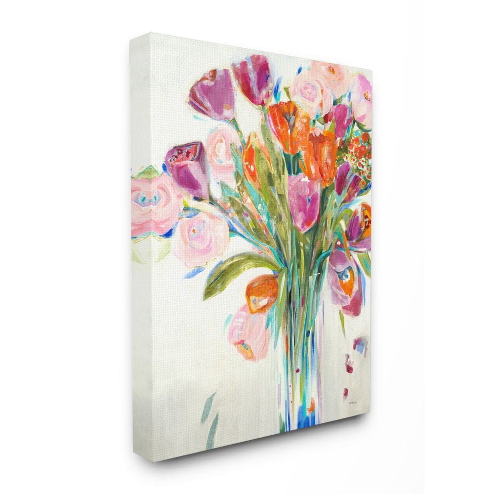 Stupell Industries AB-394-CN-36X48 Rose and Tulip Bouquet Spring Flower Expression Third and Wall 48-in H x 36-in W Floral Print on Canvas