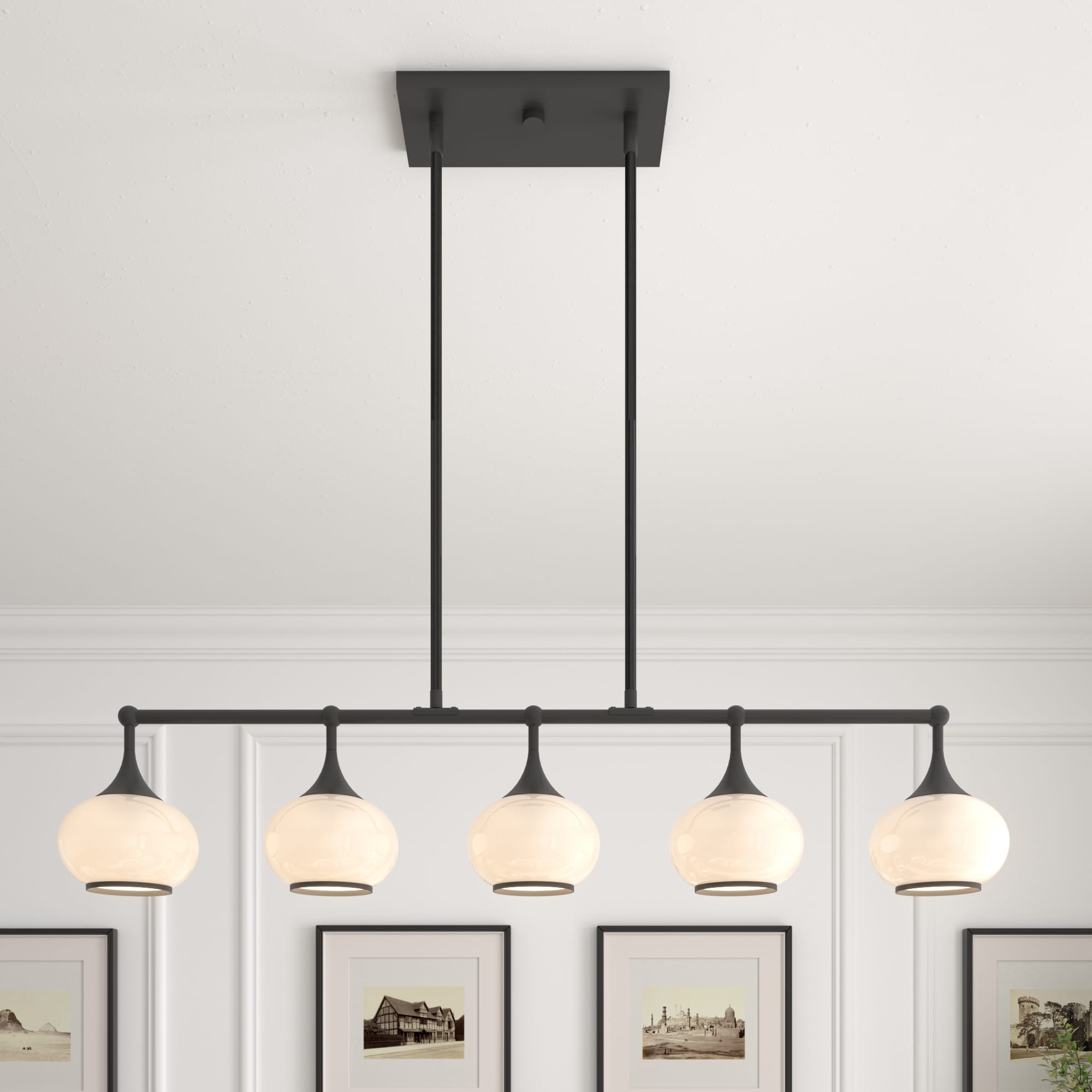 ACROMA Keonjinn 5 -Light Matte Black Steel Chandelier