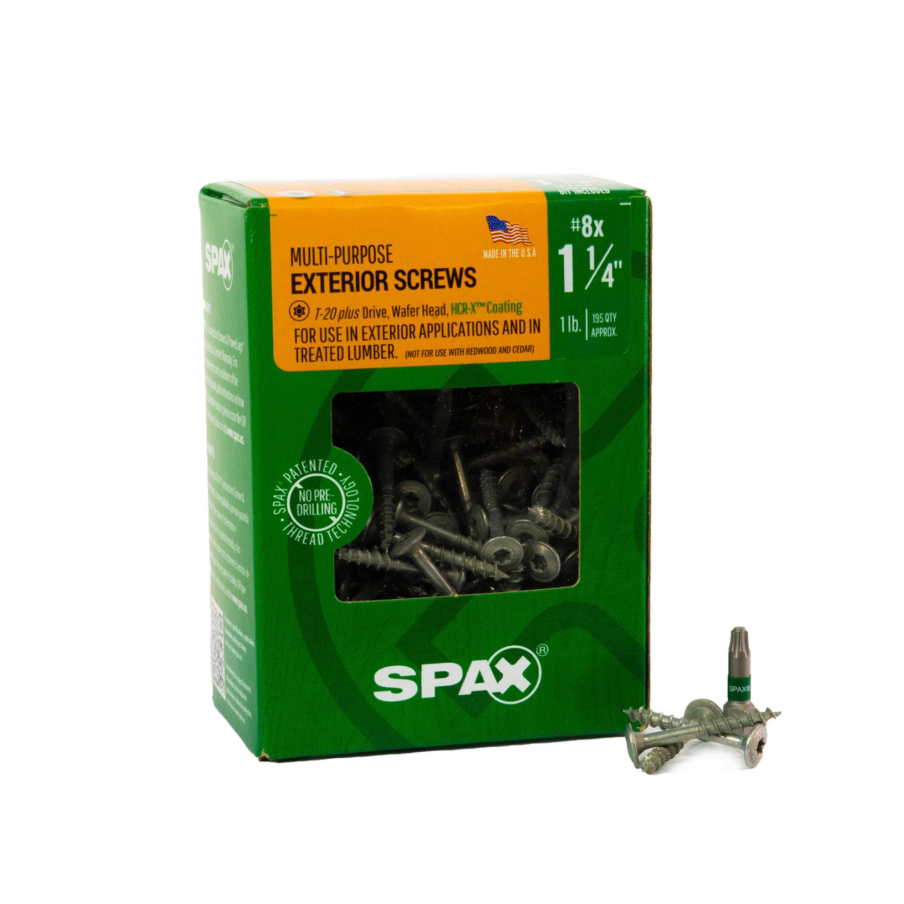 SPAX 4281670400324 Multi-Material #8 x 1-1/4-in Double-barrier Exterior Wood screws ( 195 -Per Box )