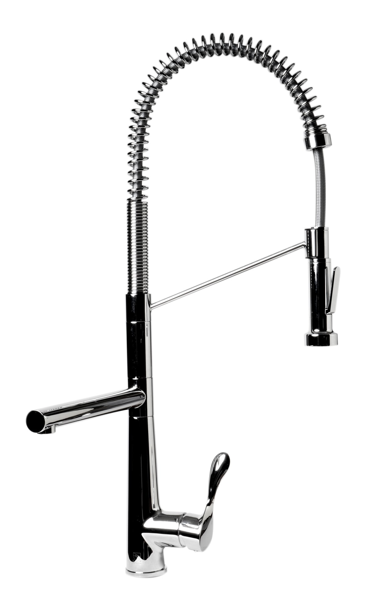 Polished Chrome 26" Commercial Spring Kitchen Faucet with Pull-out Spray