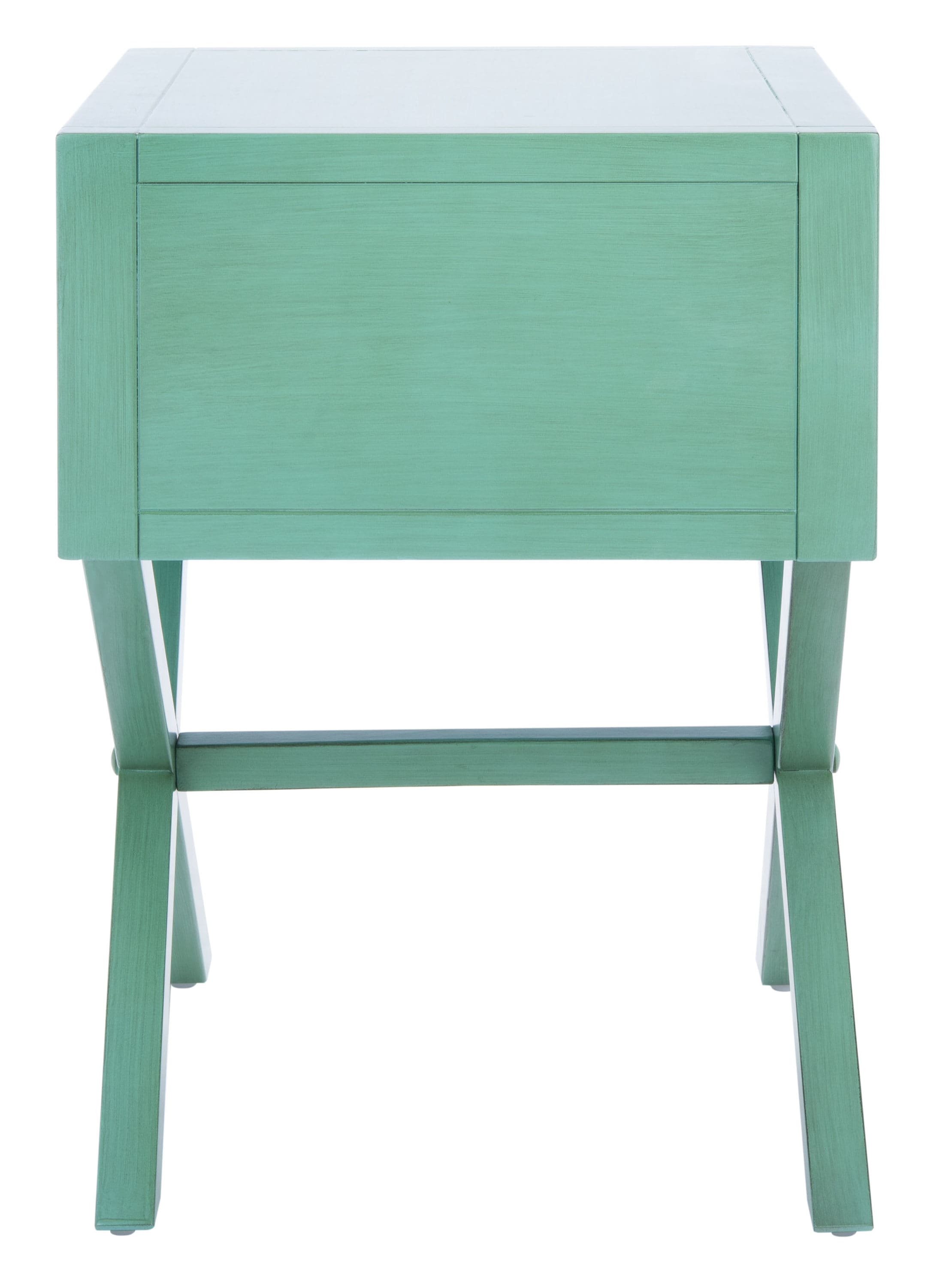 Odilia Turquoise Acacia Wood 1-Drawer Nightstand with Gold Pull