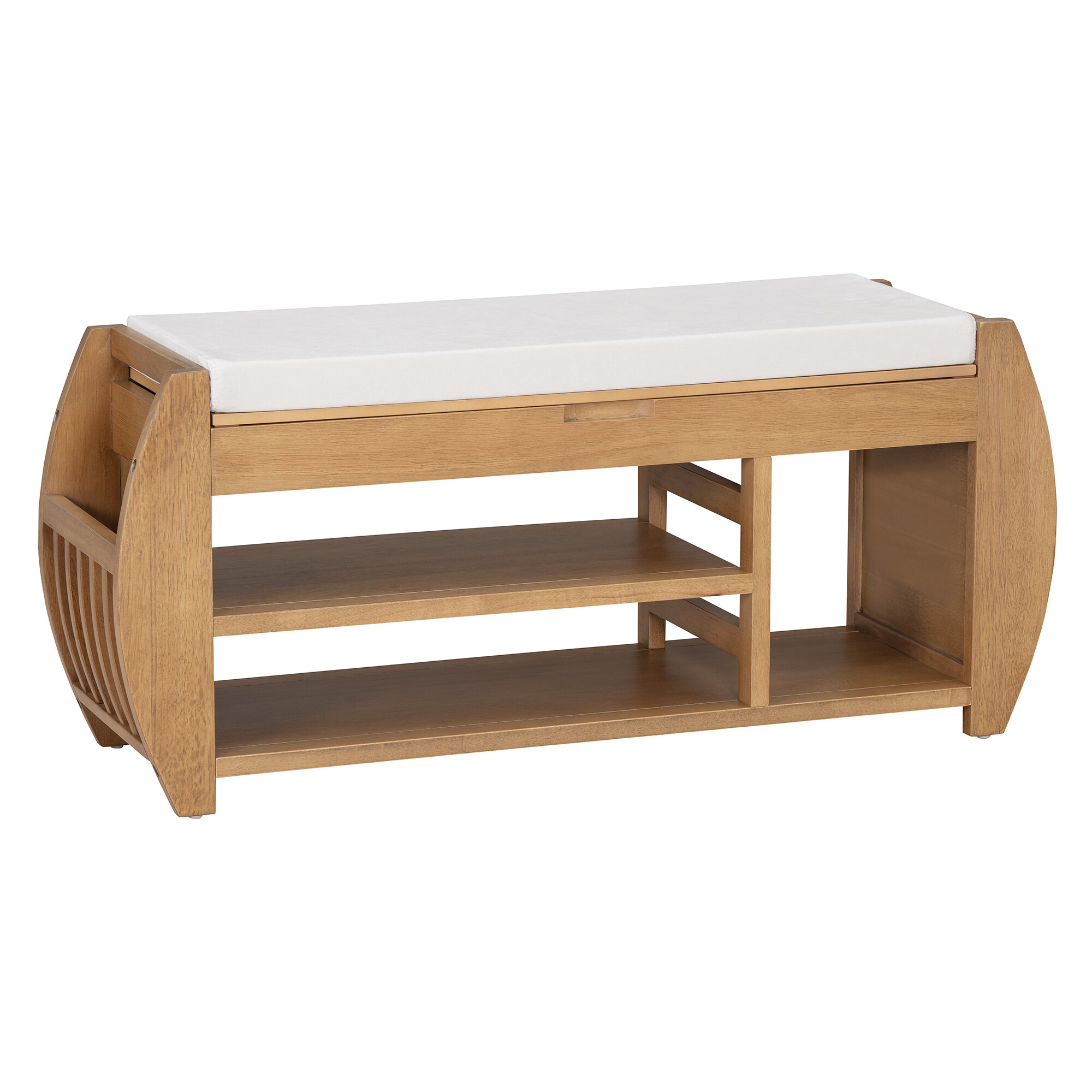 SINOFURN SYA330159WD Rustic Natural Wood Accent Bench with Storage 42-Inches x 13-Inches x 18.3-Inches