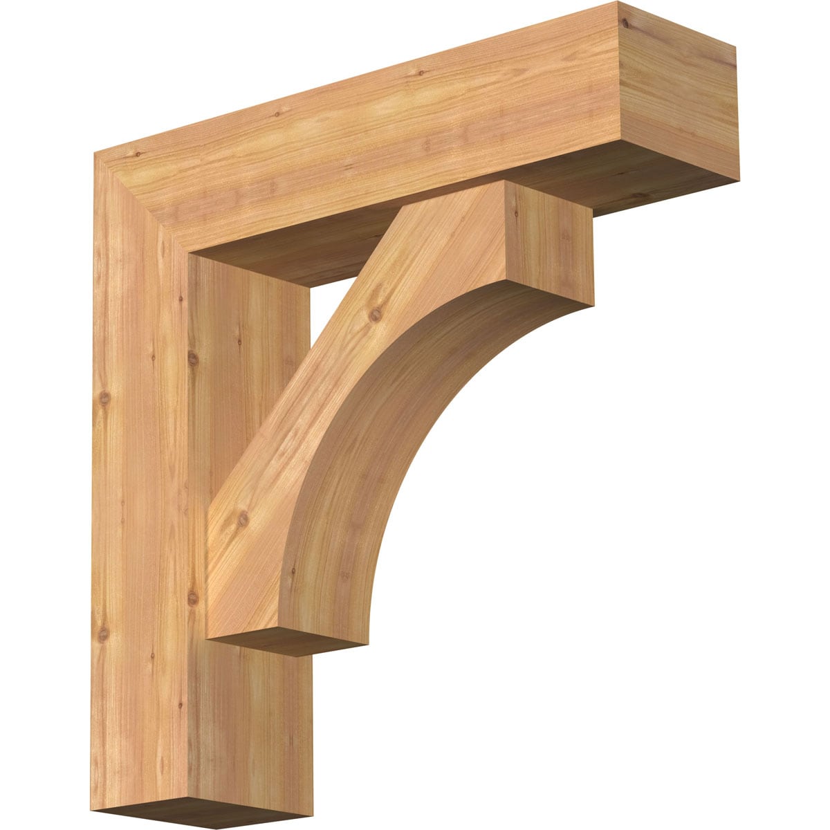 Ekena Millwork 1464482 Westlake Block Smooth Bracket with Offset Brace 7-1/2-in x 28-in x 28-in Western red cedar Brown Wood Standard bracket