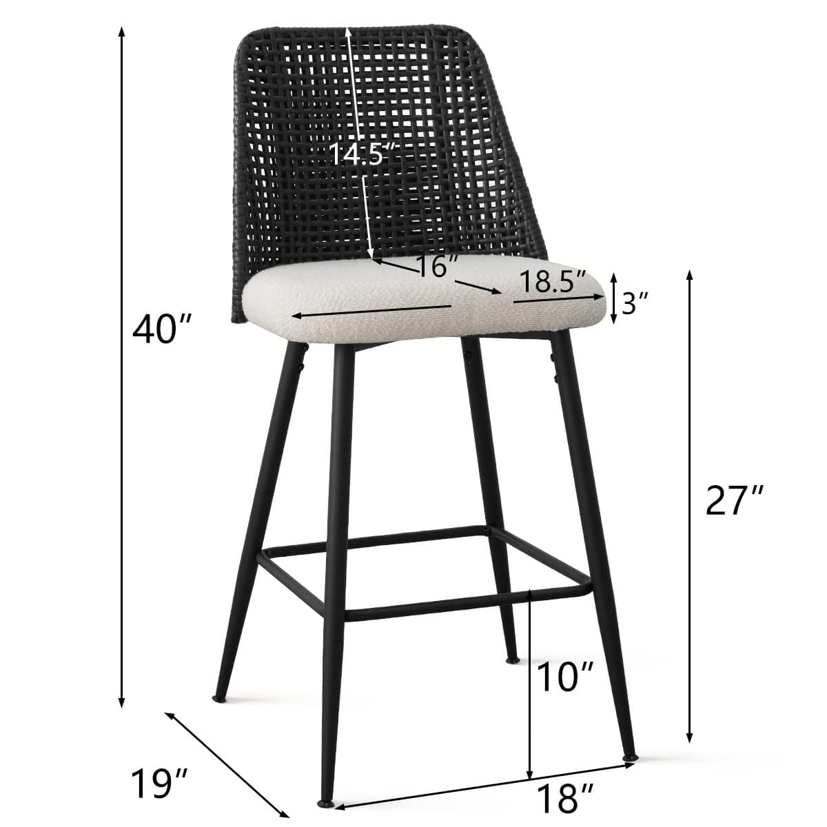 Maison Boucle NICE-MIDBAR-BLACK-6 stools - View #3
