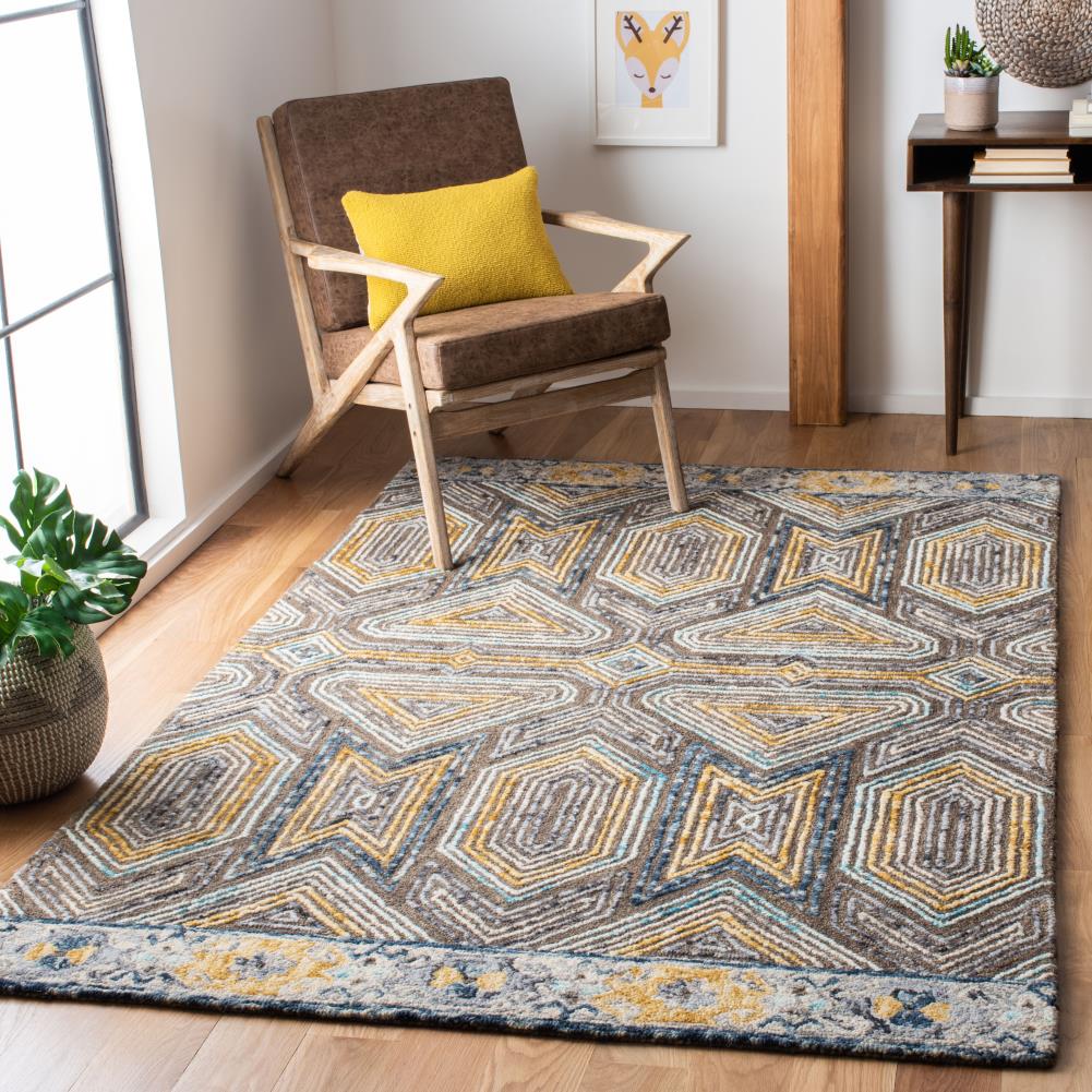 Handmade Gray Wool Tufted Reversible Square Rug, 6'