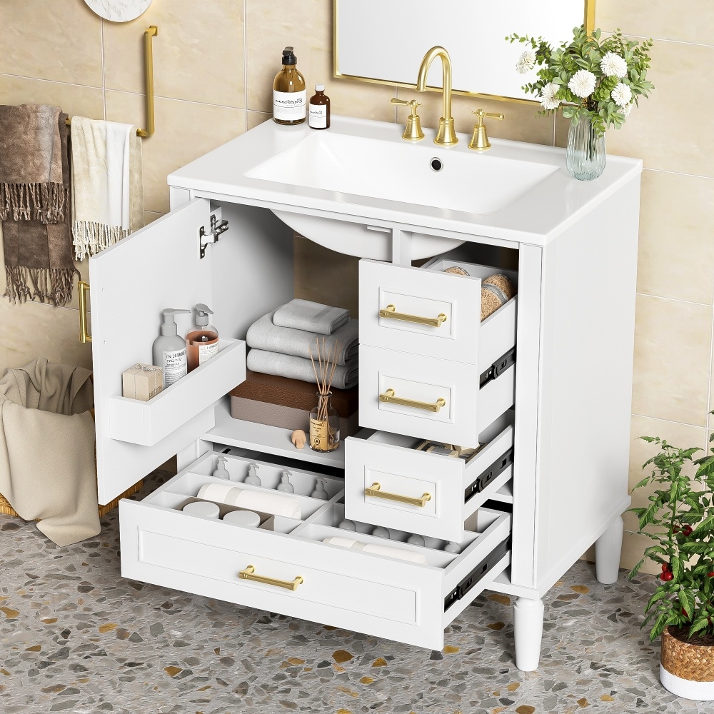 CASAINC - Soft-Close Door with Built-in Shelf, Deep Drawer, Standard Drawer, Long Divider Drawer,...