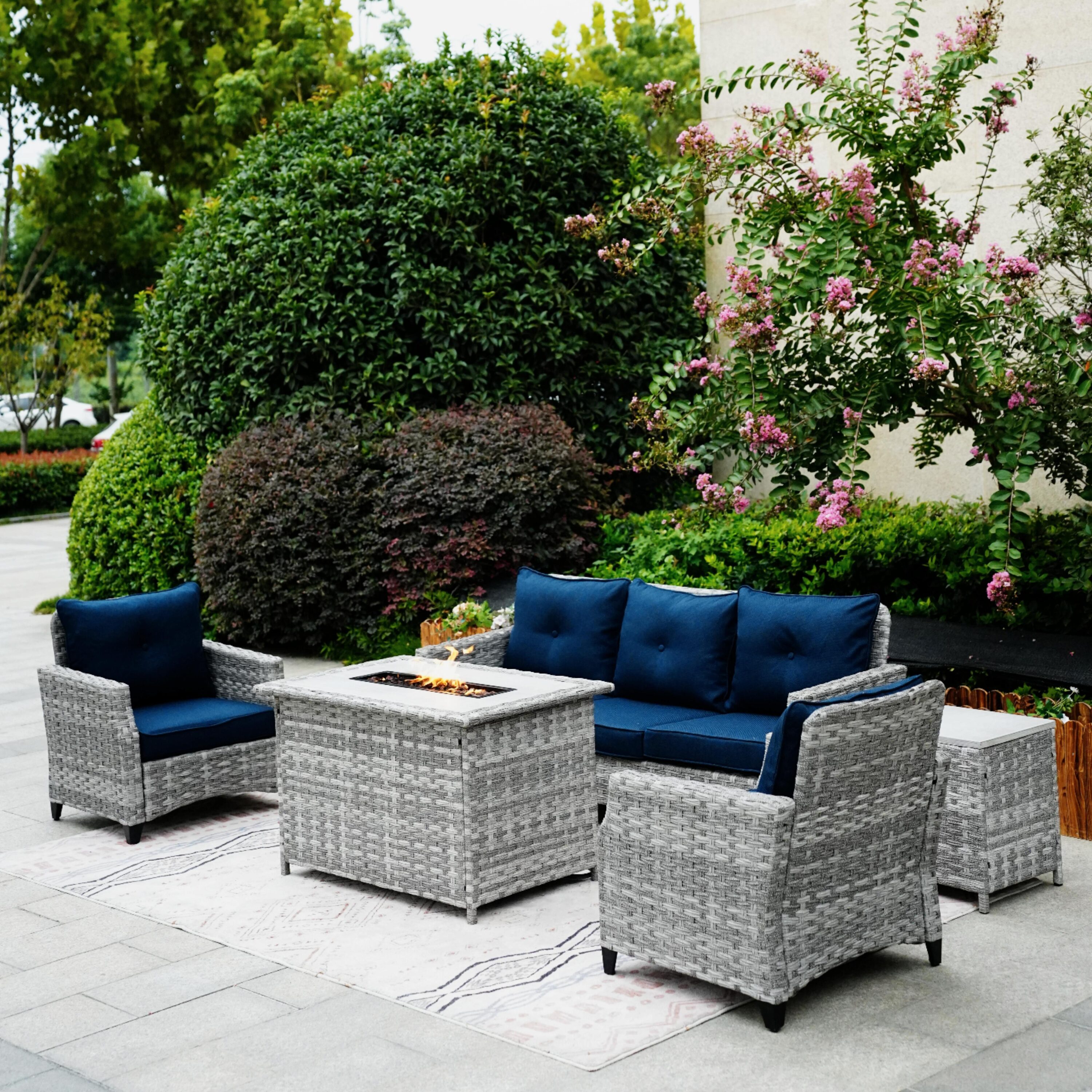 Direct Wicker DWG-1802H-BLUE Patio-Conversation-Sets - View #3