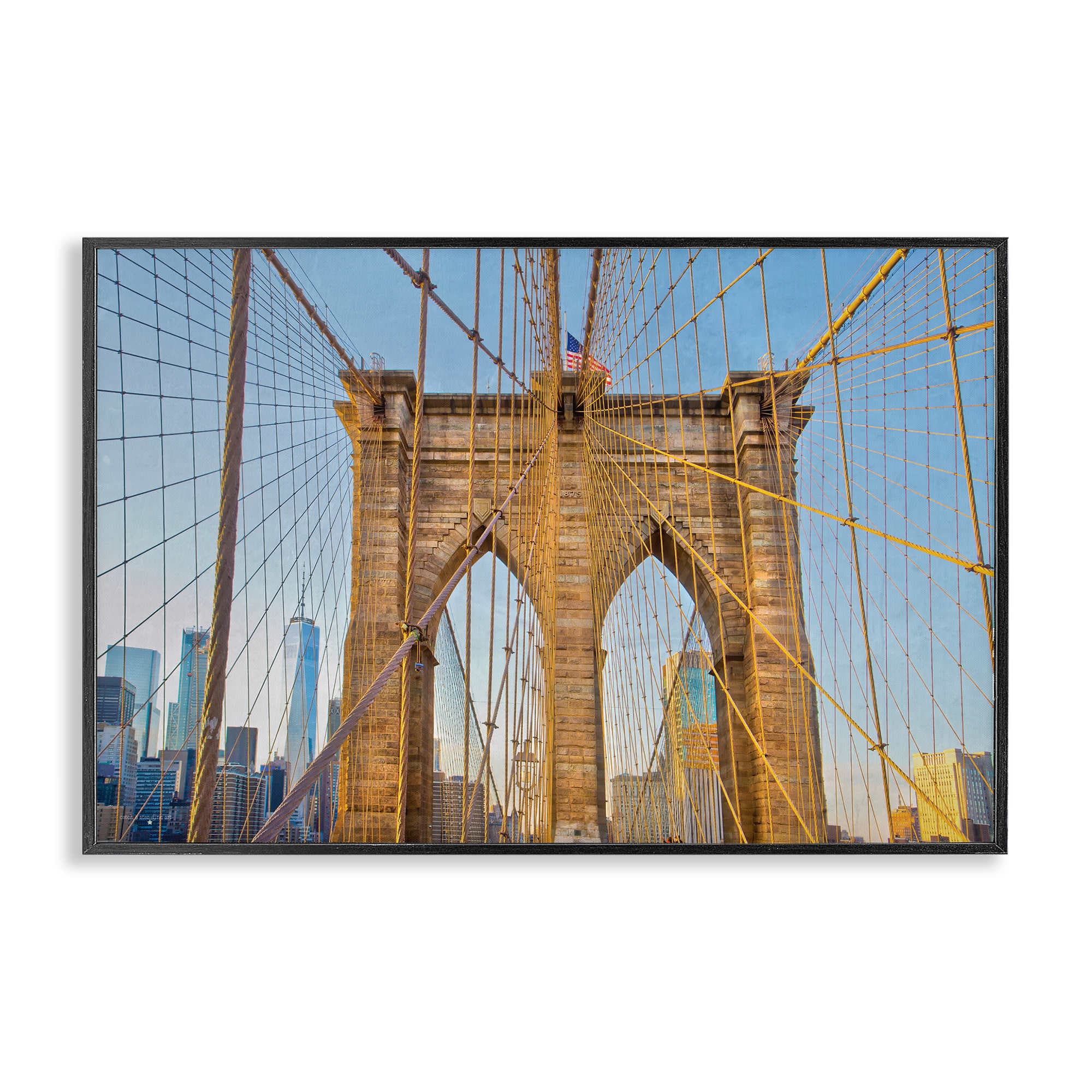 Stupell Industries BT-601-FR-20X30 Industrial Bridge with American Flag Framed Giclee design by Seven Trees Design