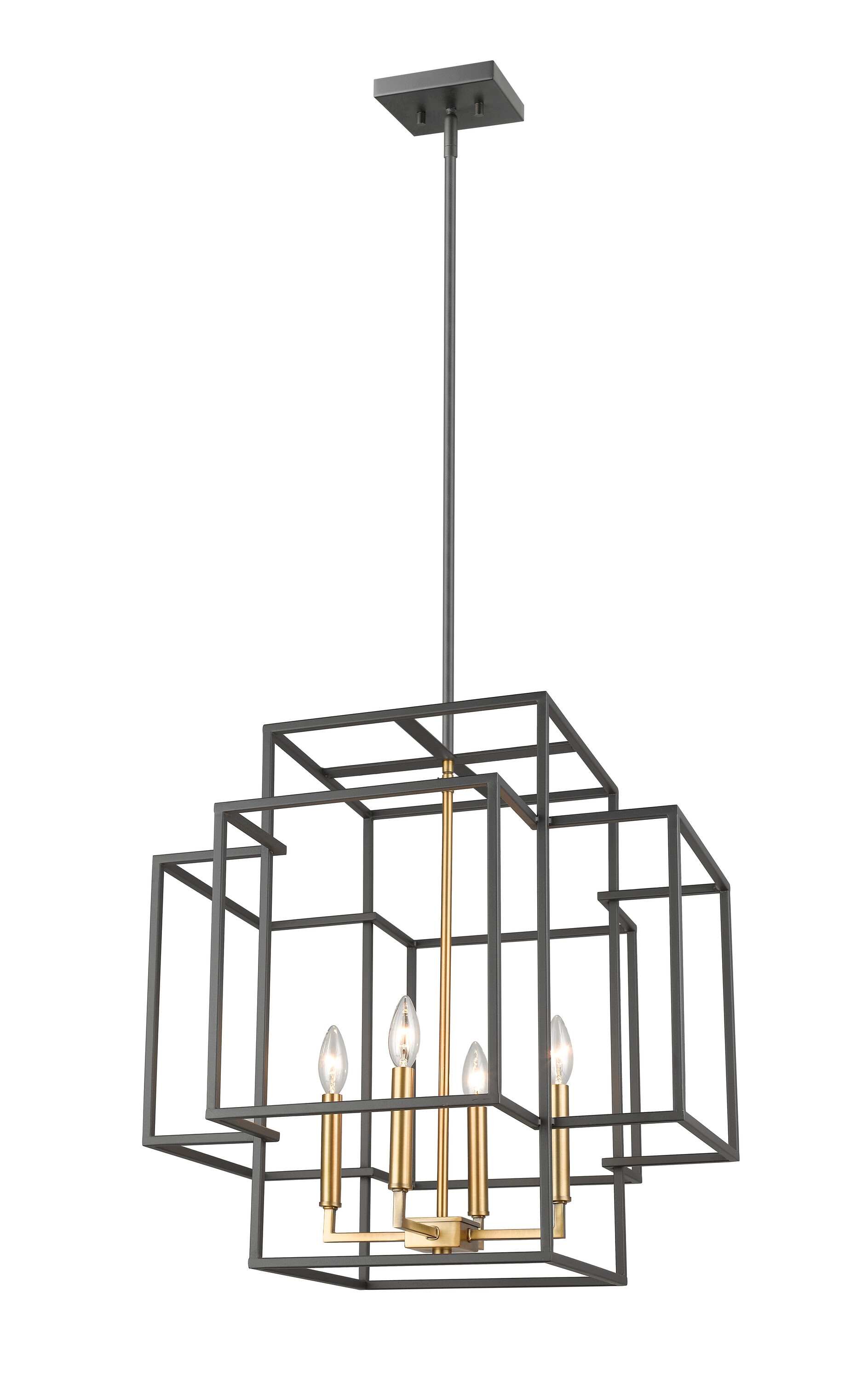 Titania 22" Brushed Nickel & Bronze Geometric Pendant Light