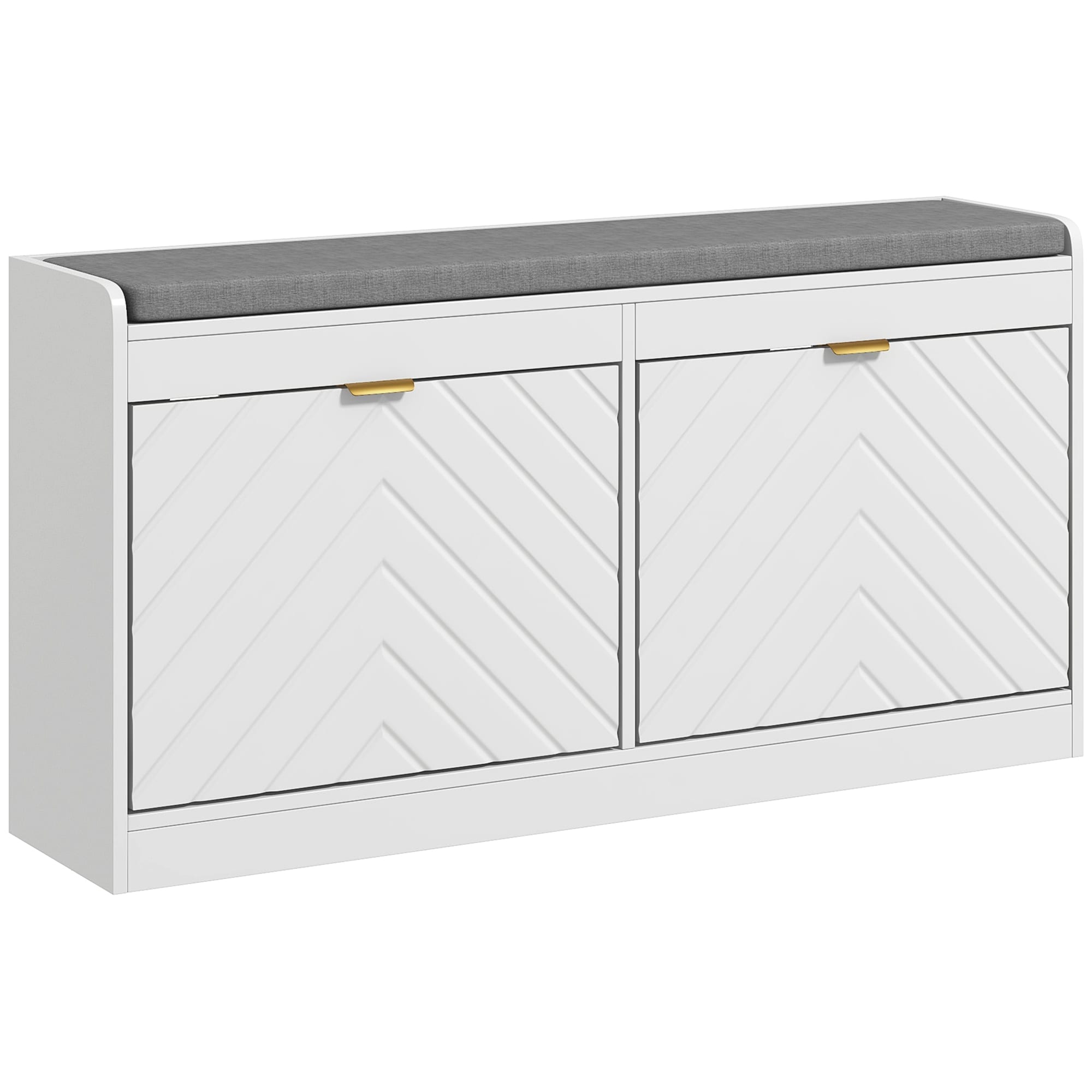 Blisstyle Shoe Bench Entryway Bench with 2 Flip Drawers Seating Cushion and 2 Vents for 8 Pairs of Shoes for Hallway White Entryway Shoe Storage Organizer Bench Shoe Shelf Shoe Rack