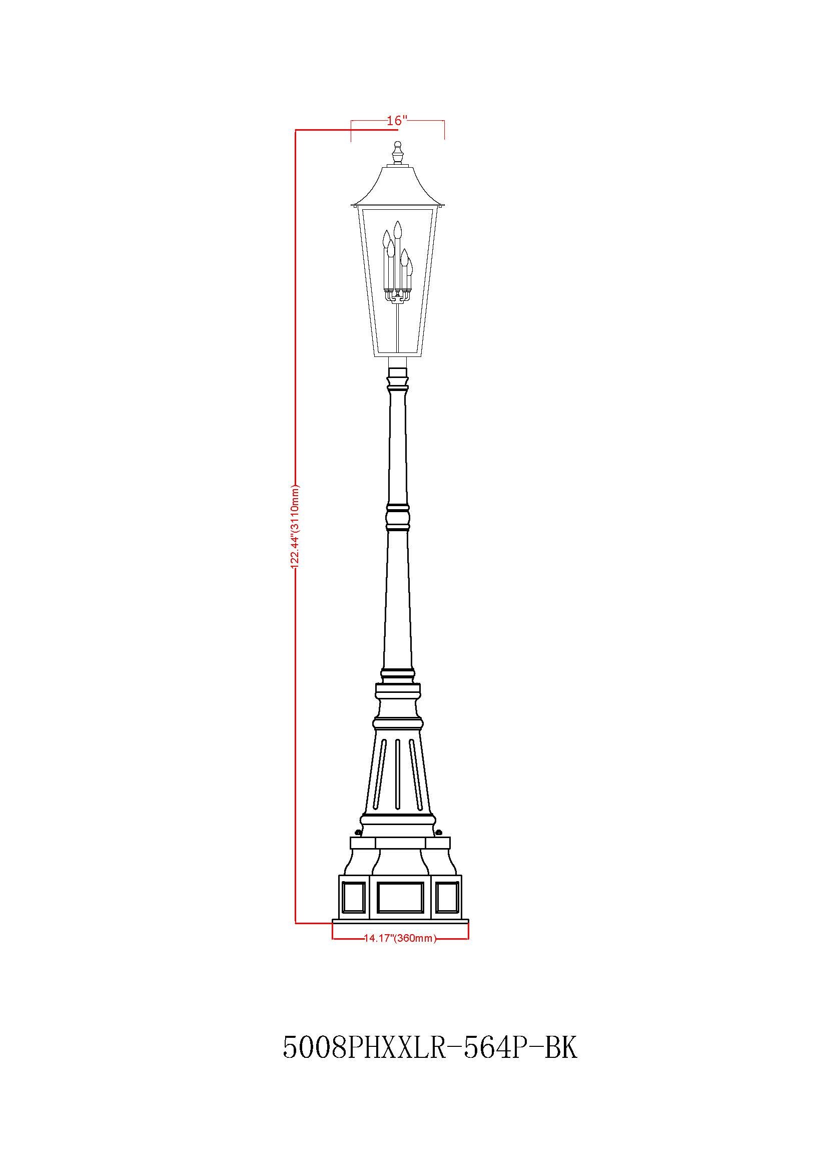 Z-Lite 5008PHXXLR-564P-BK Complete-Post-Lights - View #8