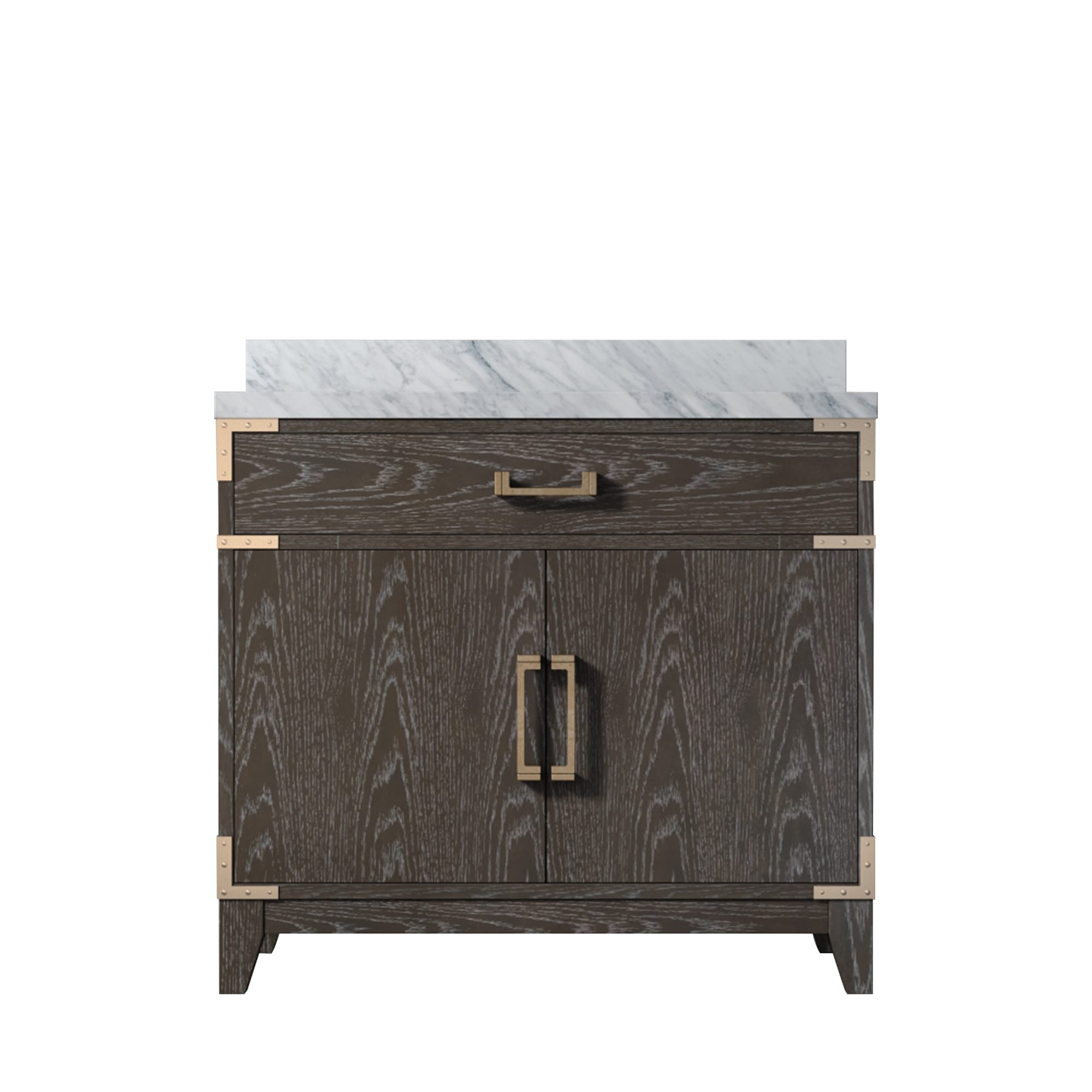 Lexora LVW36SK100 Wilton 36-in Brown Oak Undermount Single Sink Bathroom Vanity with White Carrara Marble Top