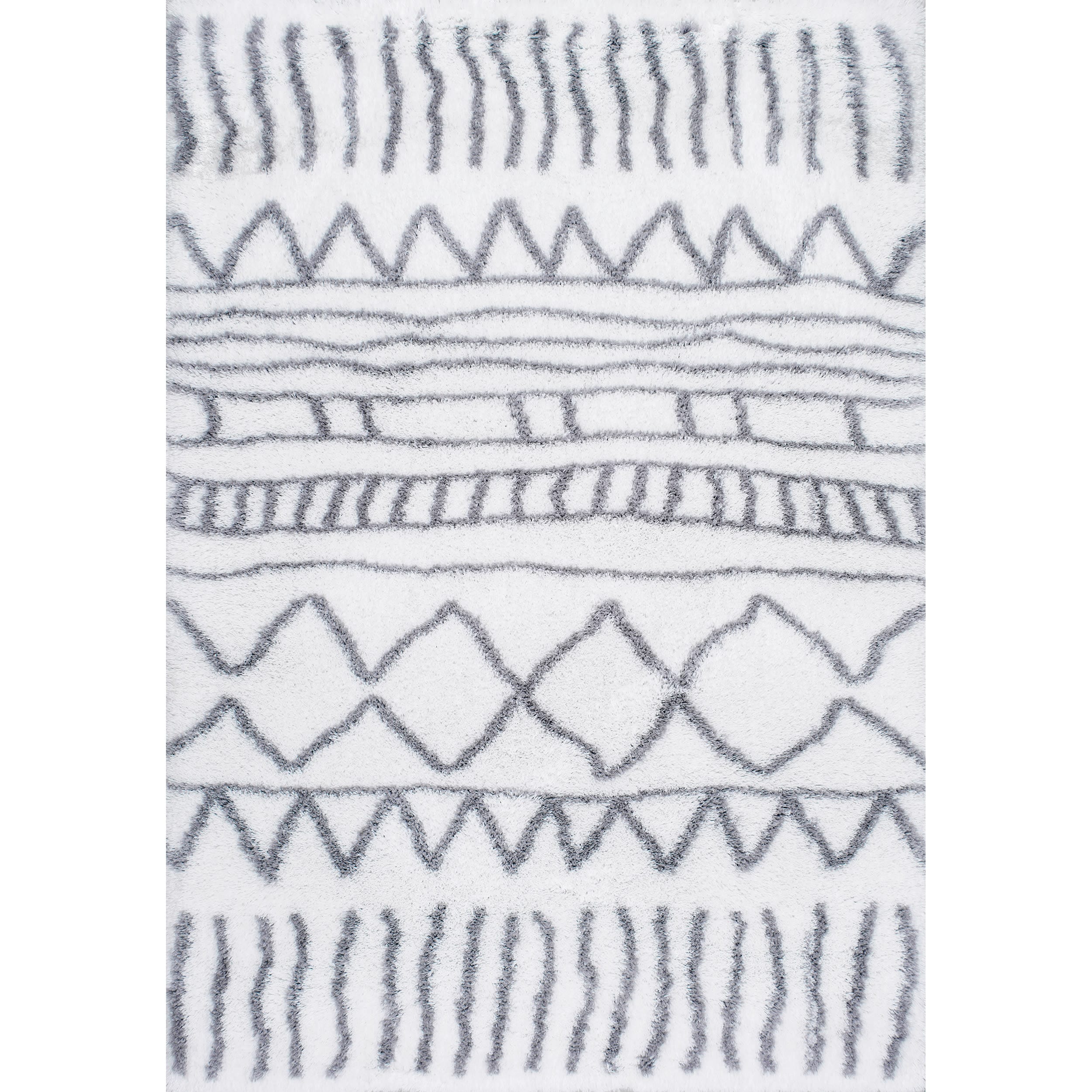 Reversible Gray Braided Shag Area Rug, 3' 3" x 5', Synthetic