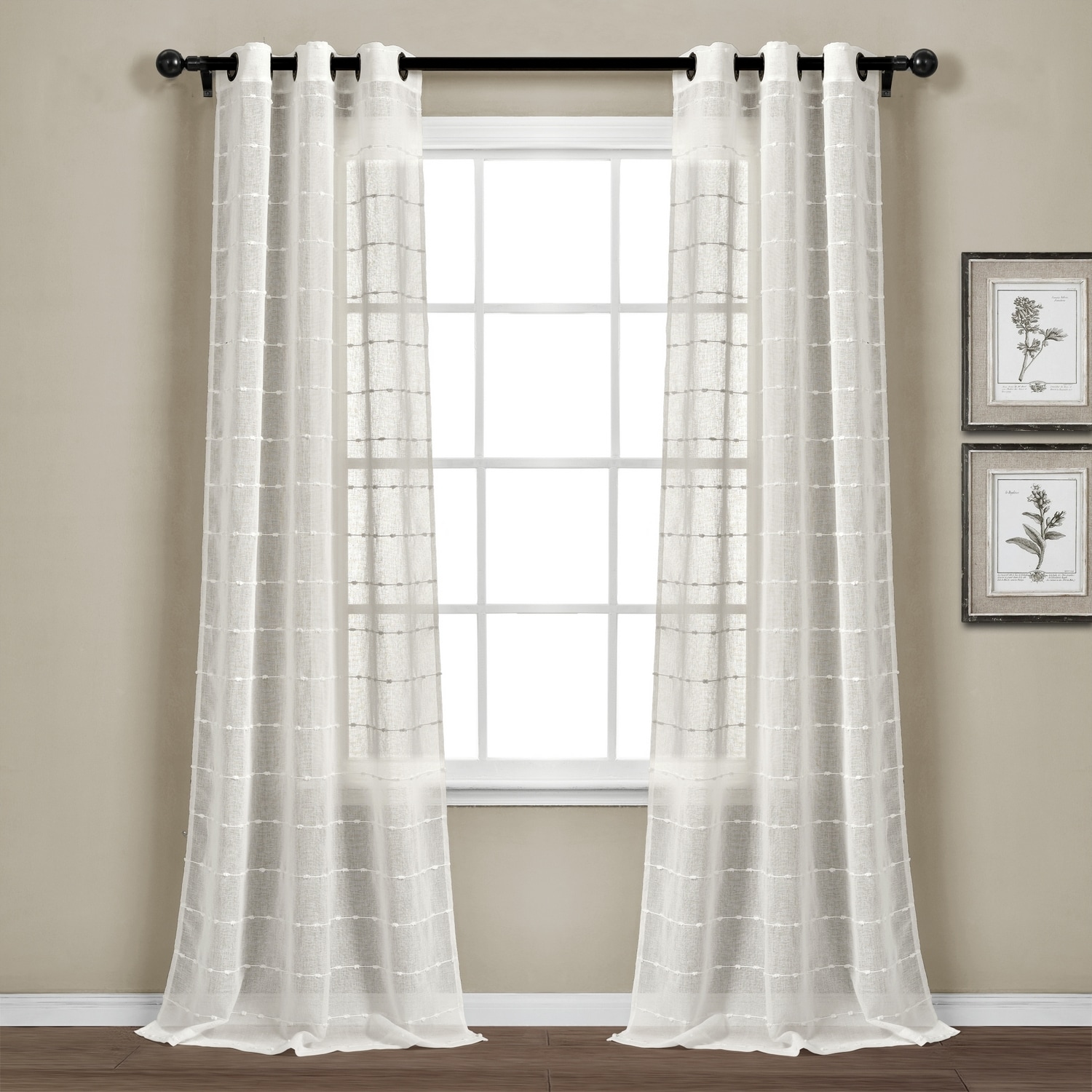 Lush Decor 16T007617 95-Inches White Sheer Grommet Curtain panel pair