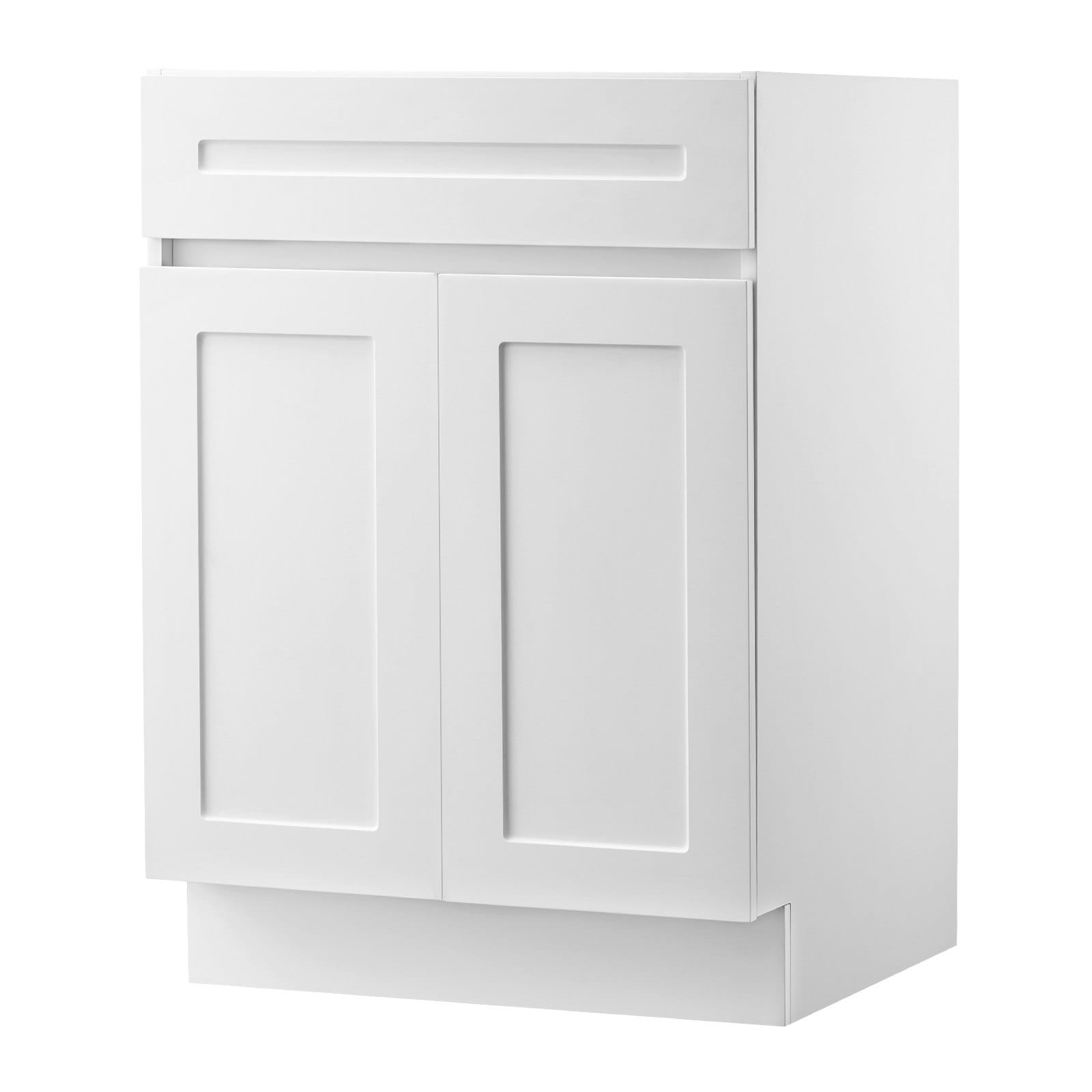 Slickblue - Shaker White Particle Board Base Storage Cabinet with 2 Doors Drawer and Adjustable S...