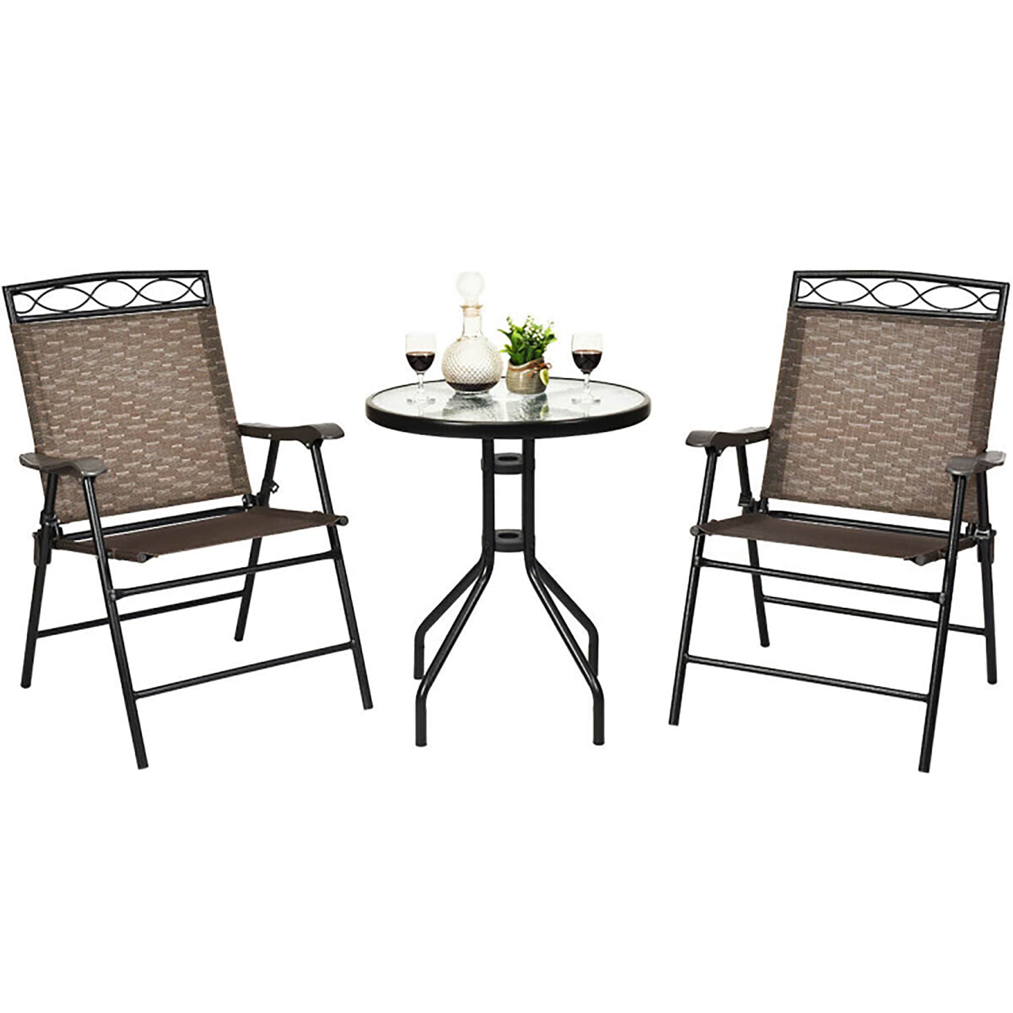 GZMR GZ-OP70339 3 -Piece Patio Conversation Set with Brown