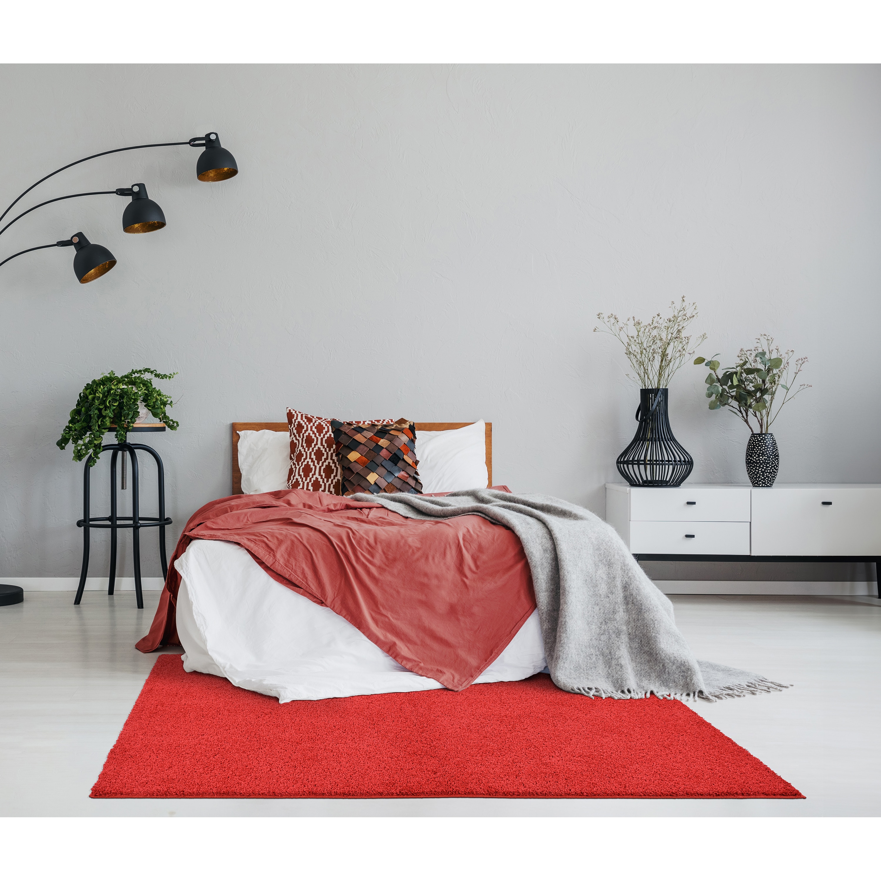Garland Rug SKSH0N08412014 Skyline Shag 7 x 10 (ft) Tufted Polypropylene Chili Red Rectangular Indoor Solid Farmhouse/Cottage Area rug