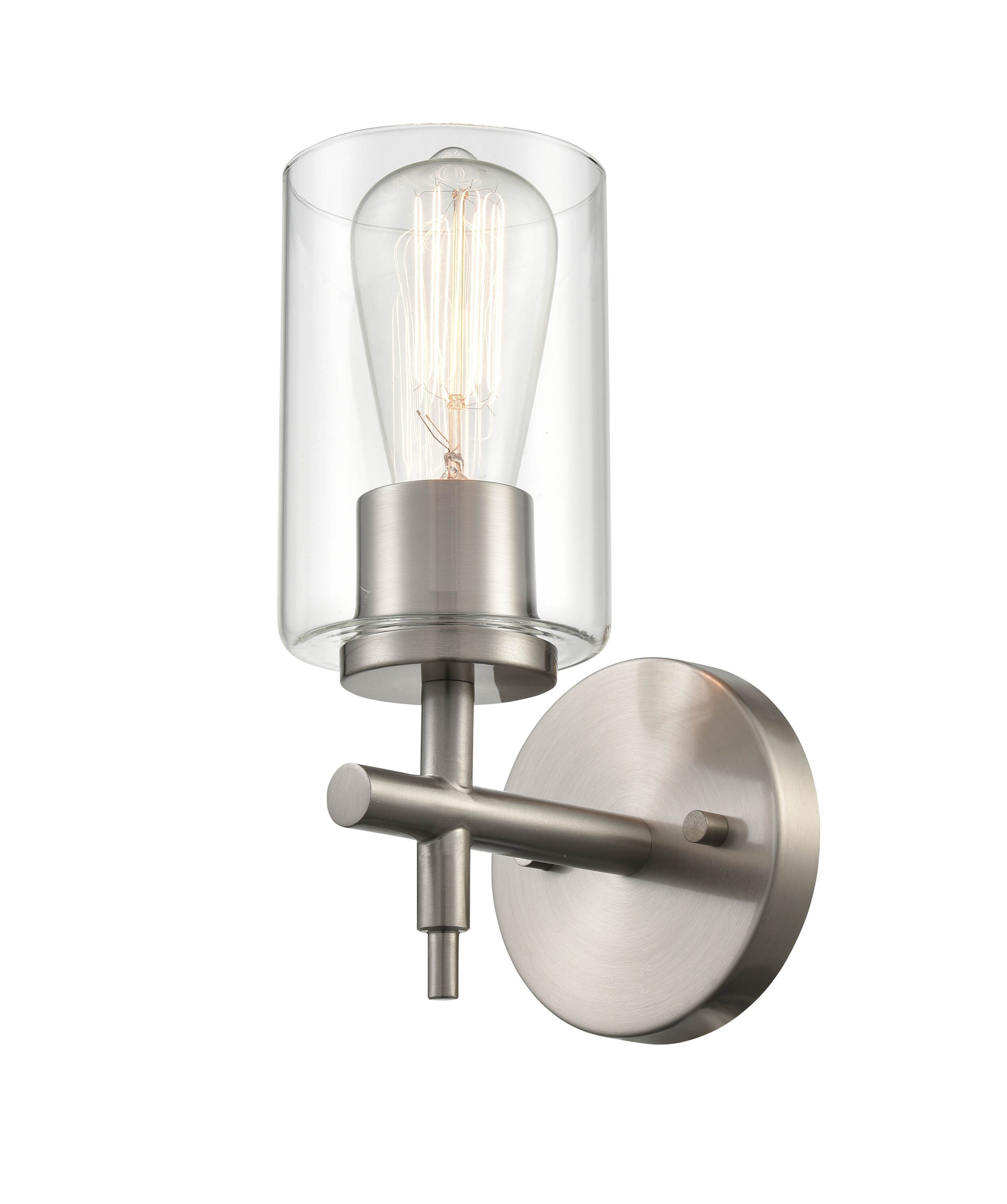 Elegant Brushed Nickel Dimmable Wall Sconce with Clear Glass Shade