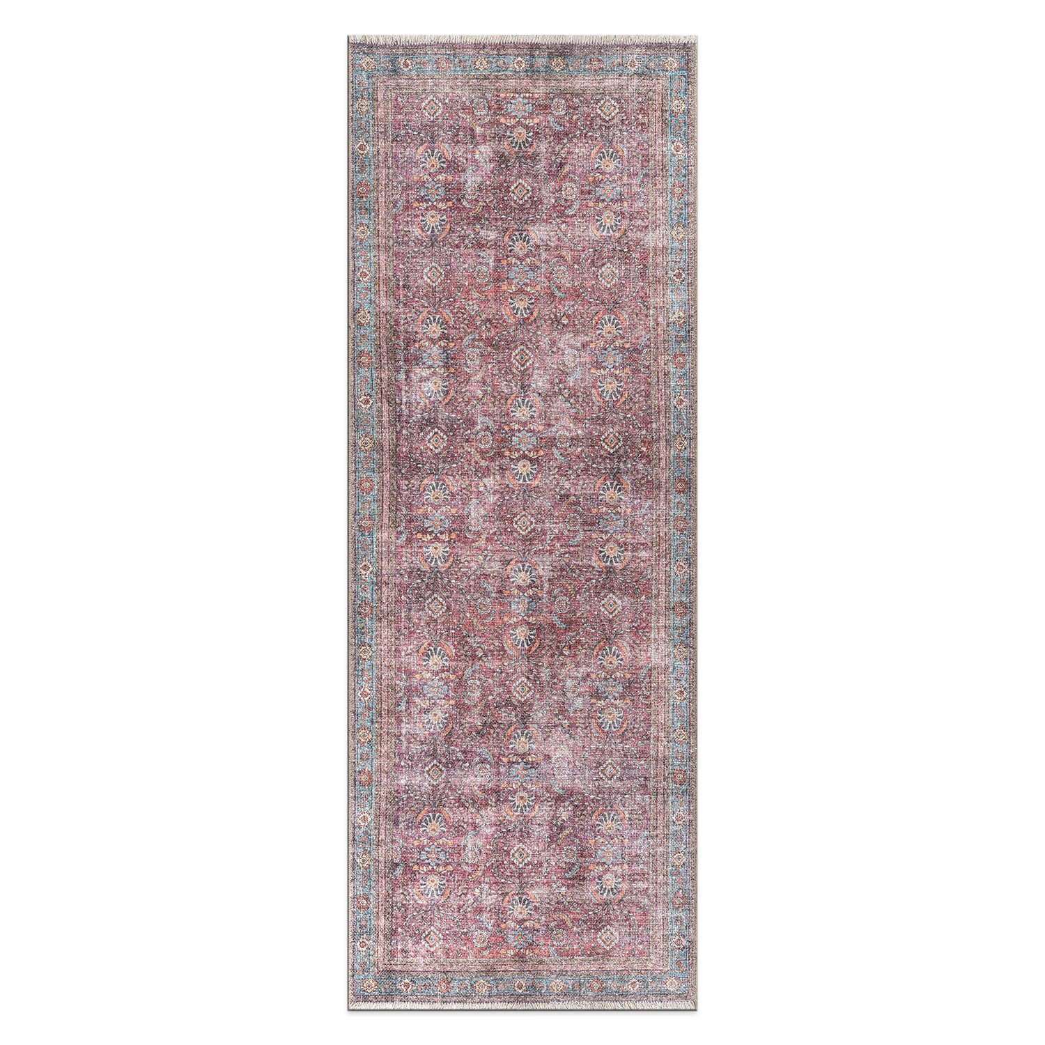 World Rug Gallery 6038MULTI2X7 2 x 7 (ft) Loomed Cotton/Polyester Multi Rectangular Indoor Border Vintage Area rug
