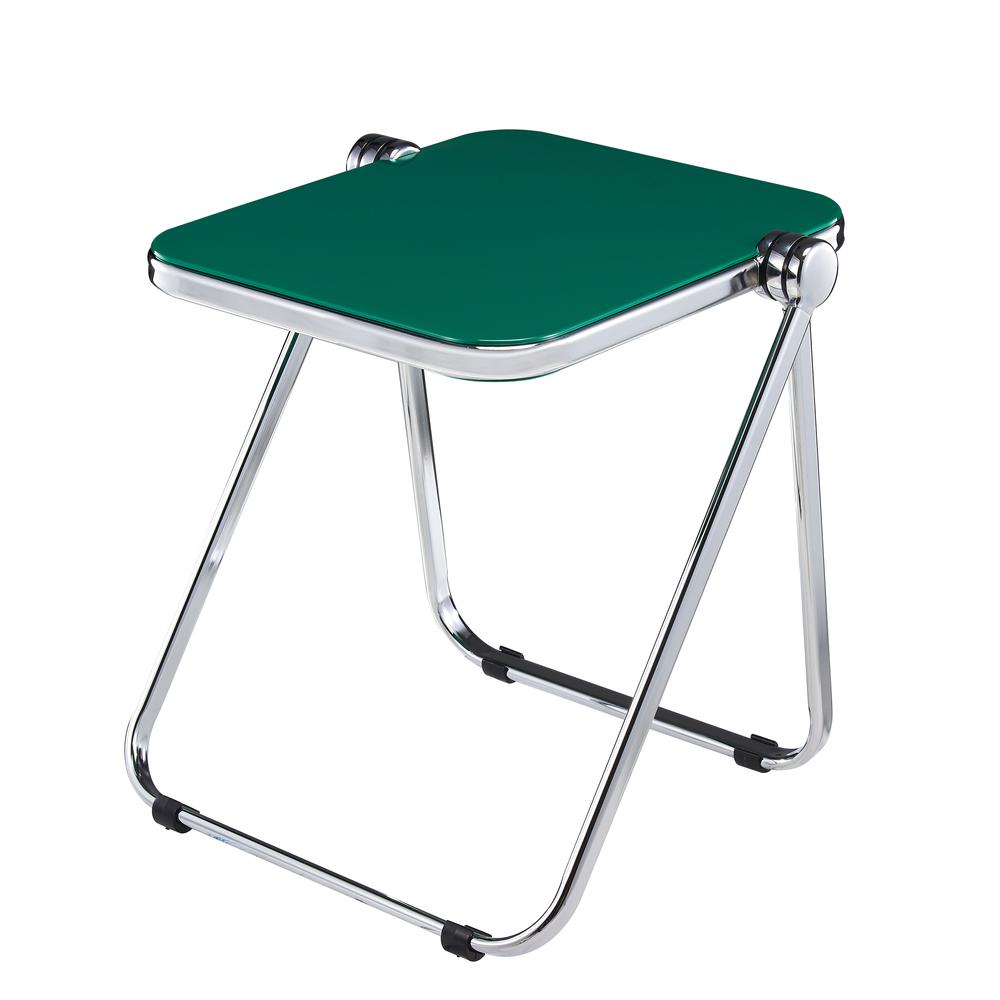 Leisuremod BG3434606 Rectangular Folding Side Table in Chrome Finish with Plastic Tabletop