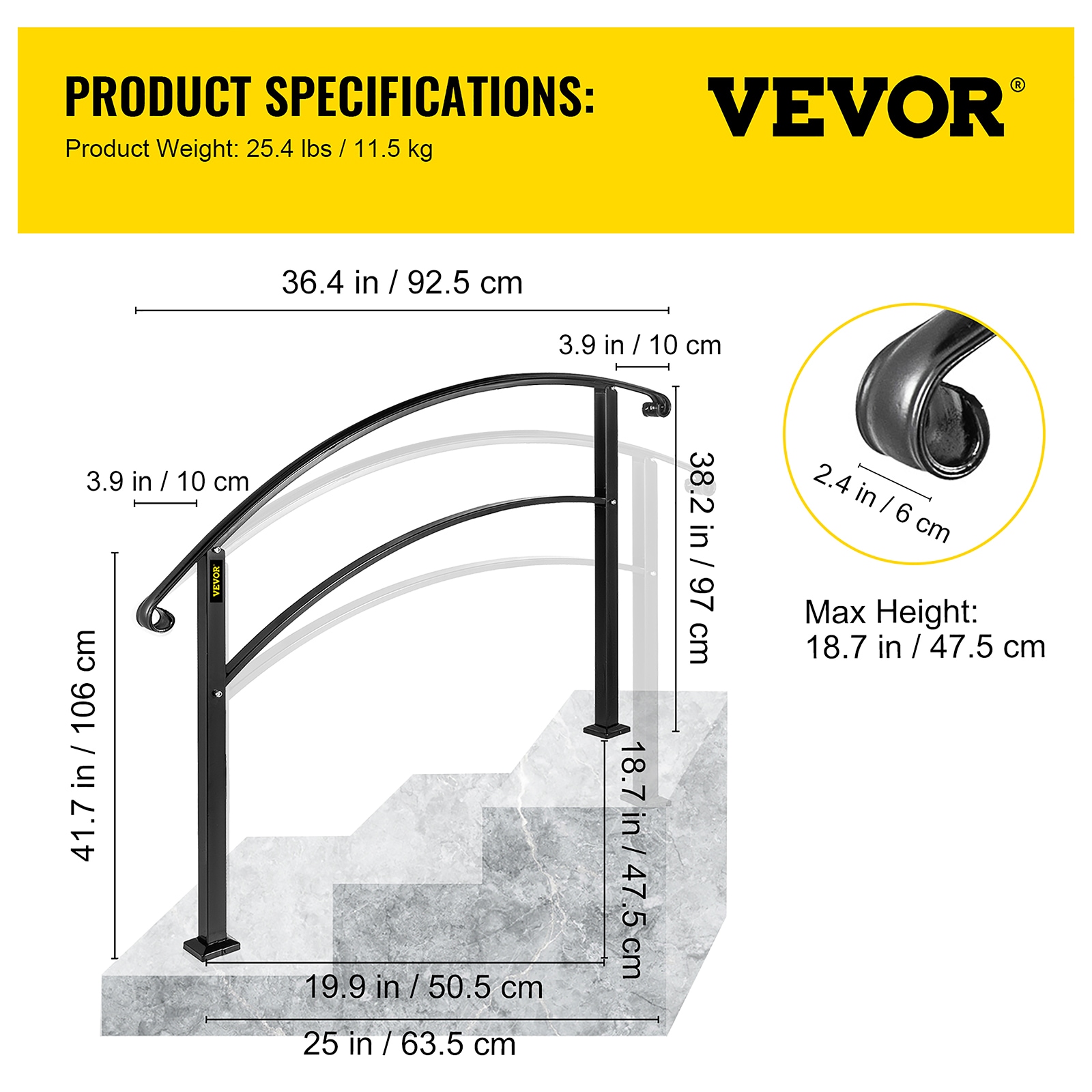 VEVOR 3FTHWTYFSBLACK001V0 railings - View #8