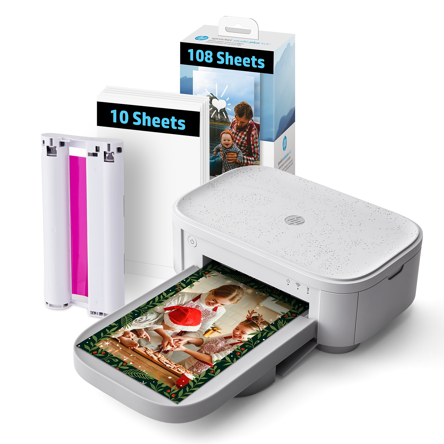 HP Sprocket Studio Plus 4x6 Instant Photo Printer Bundle with 118 Sheets and Cartridge