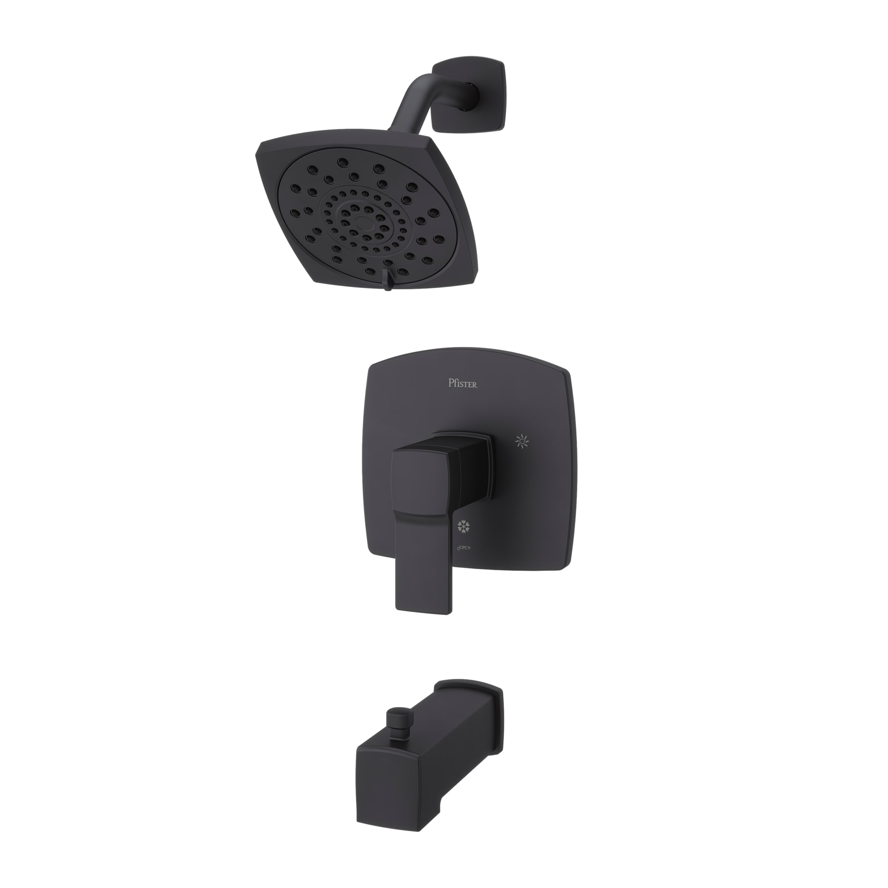 Pfister LG89-8DAB Deckard Matte Black 1-handle Multi-function 5.31-Inches Square Shower Faucet