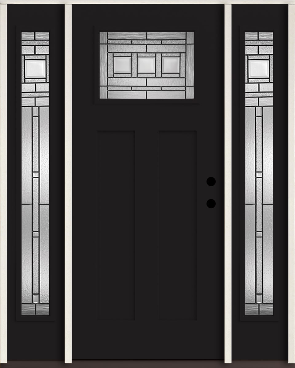 RELIABILT LO963648 Craftsman 60-in x 80-in x 4-5/8-in Fiberglass Craftsman Left-hand inswing Peppercorn Paint Painted Prehung Front Door with Sidelights Insulating core