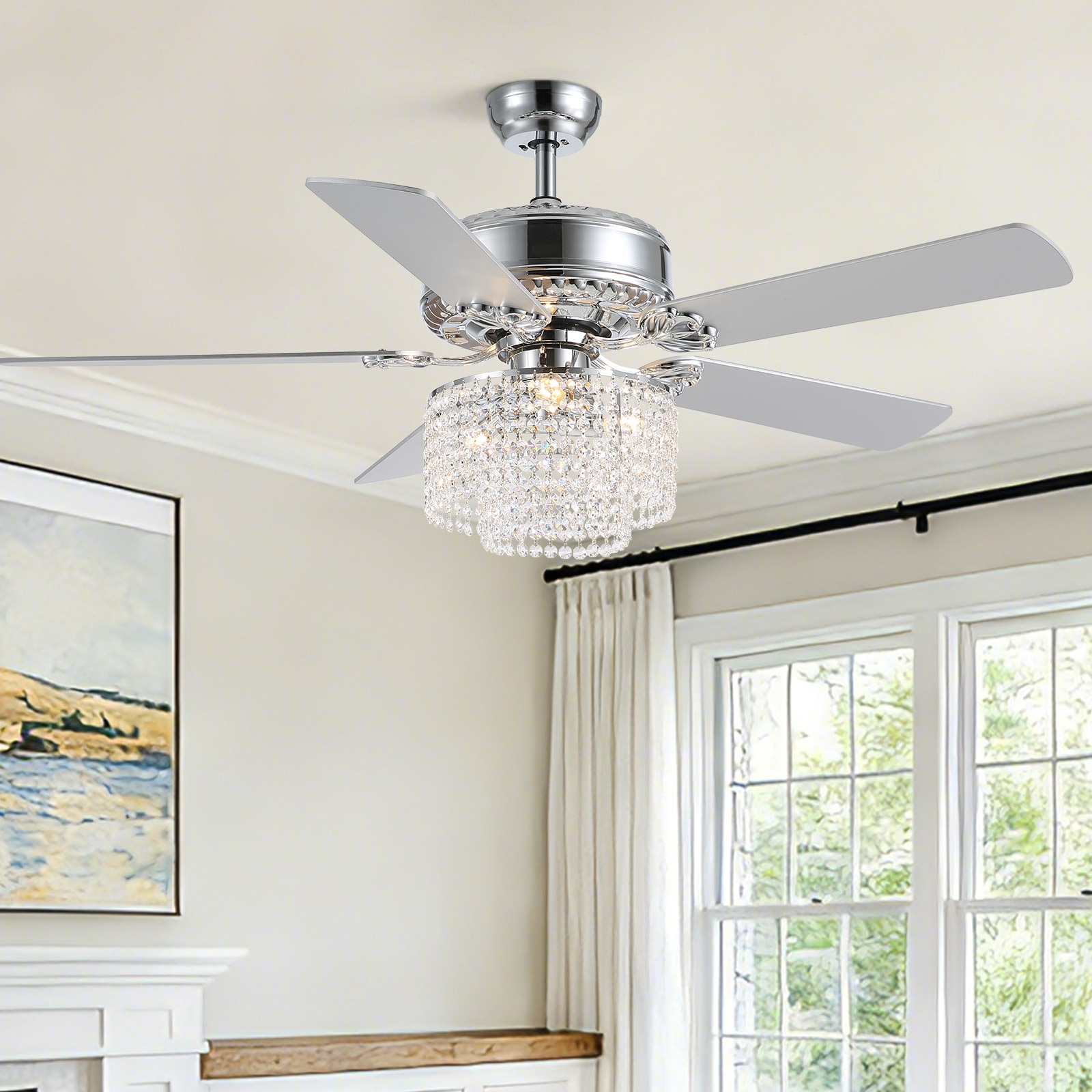 Liwidu  52 inches Crystal Ceiling Fan with Light