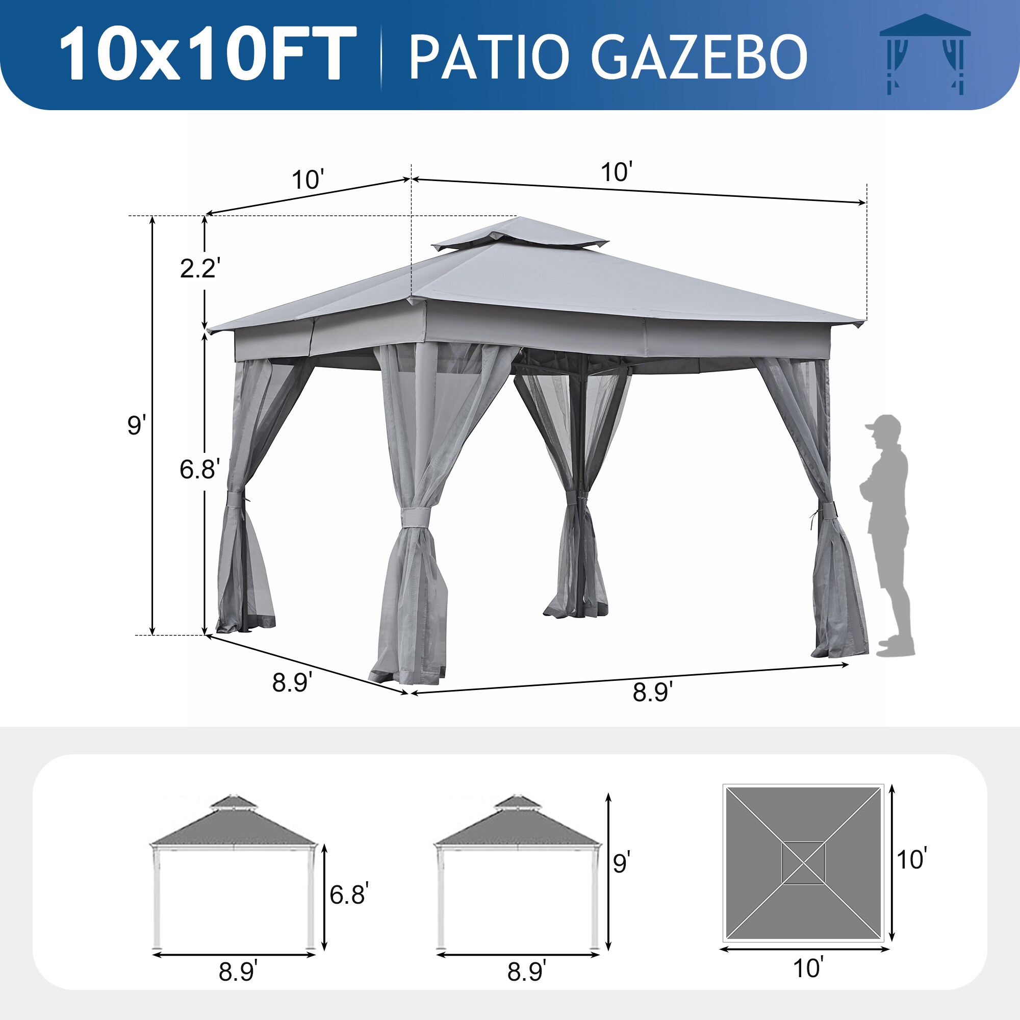 SINOFURN SYB740012WT Wood-Resin-Gazebos - View #17