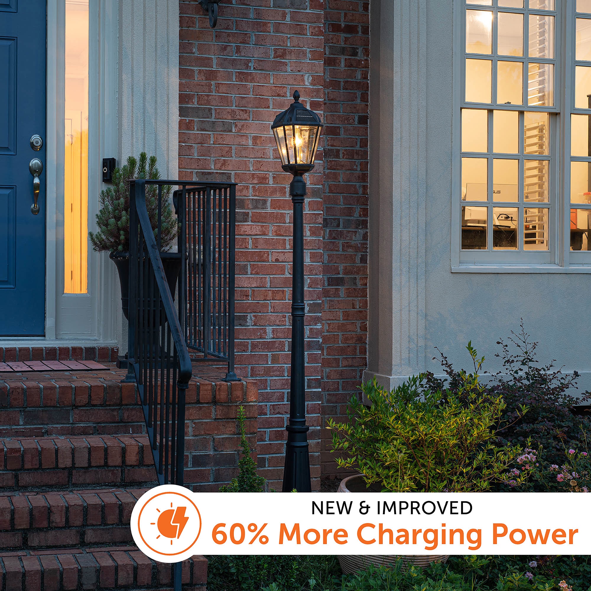 Gama Sonic GS-98B-S-BLK Royal Bulb 87-in H Black Solar LED Post light