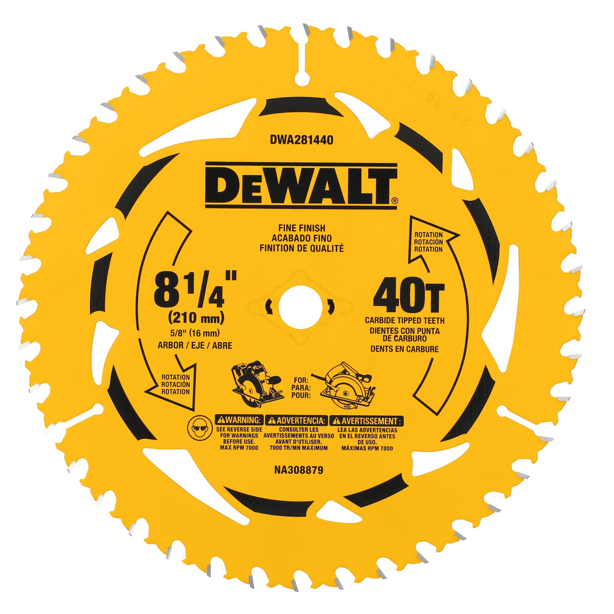 DEWALT DWA281440 8-1/4-in 40 -Tooth Fine Finish Tungsten carbide-tipped steel Circular saw blade Individual