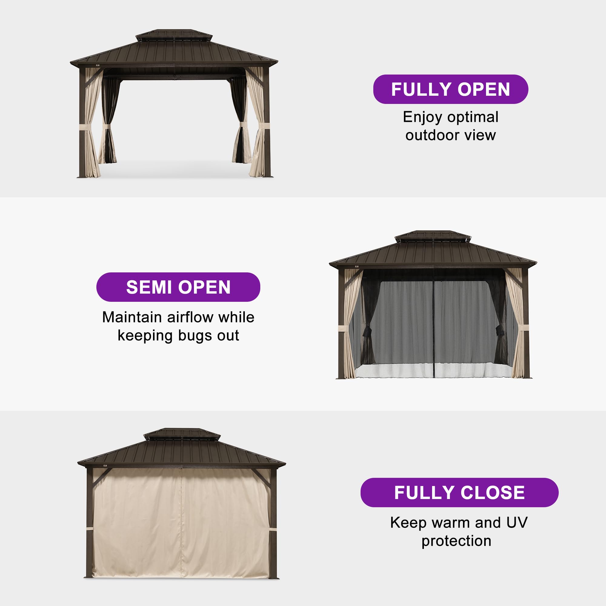 PURPLE LEAF LS04JJG1012-BR Wood-Resin-Gazebos - View #5
