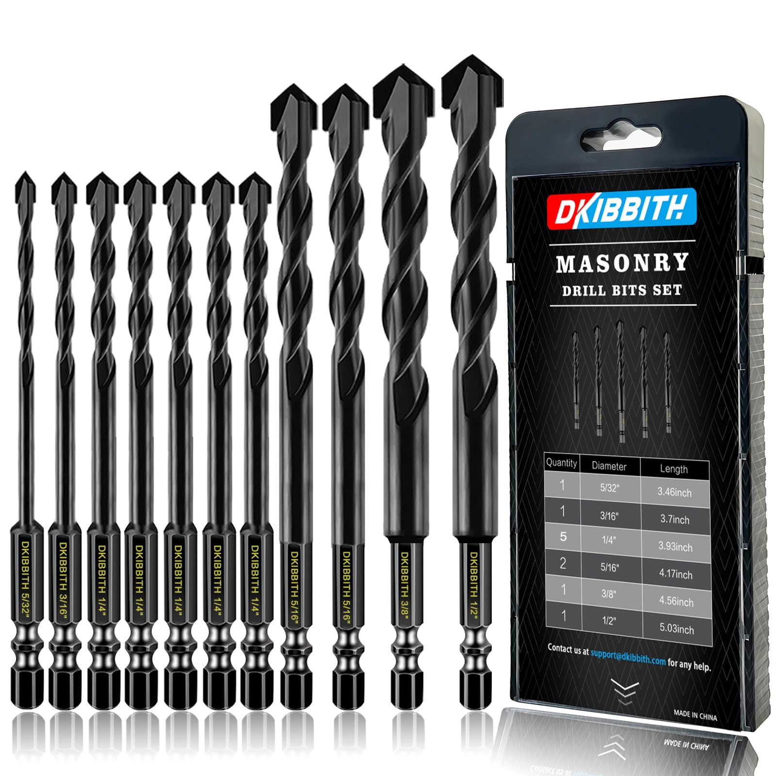Aoibox  11 Piece Carbide Tip masonry and concrete drill bit set with carbide cutting tips for concrete masonry and tile