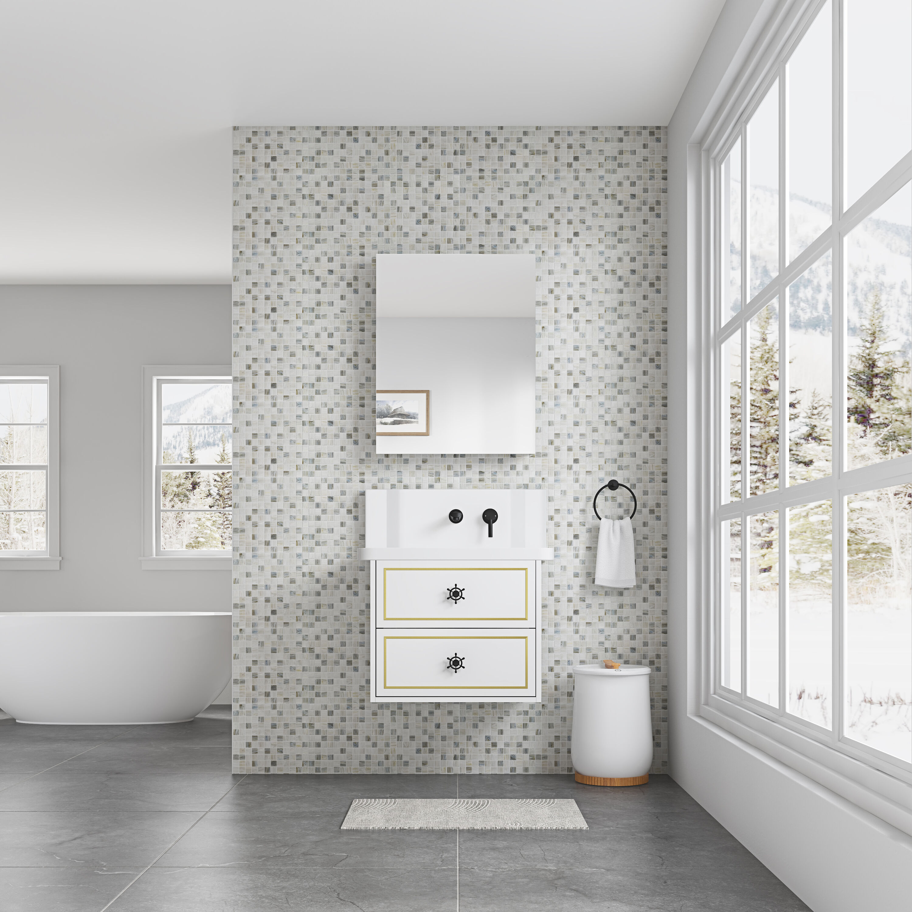 Vanityfus 24 W x 30 H in Surface Frameless Mirror Medicine Cabinet Beveled Mirror Edges Bathroom Medicine Cabinet Right opening door