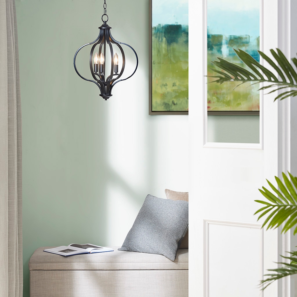 Nava Black Metal 3-Light Candle Chandelier with Adjustable Chain