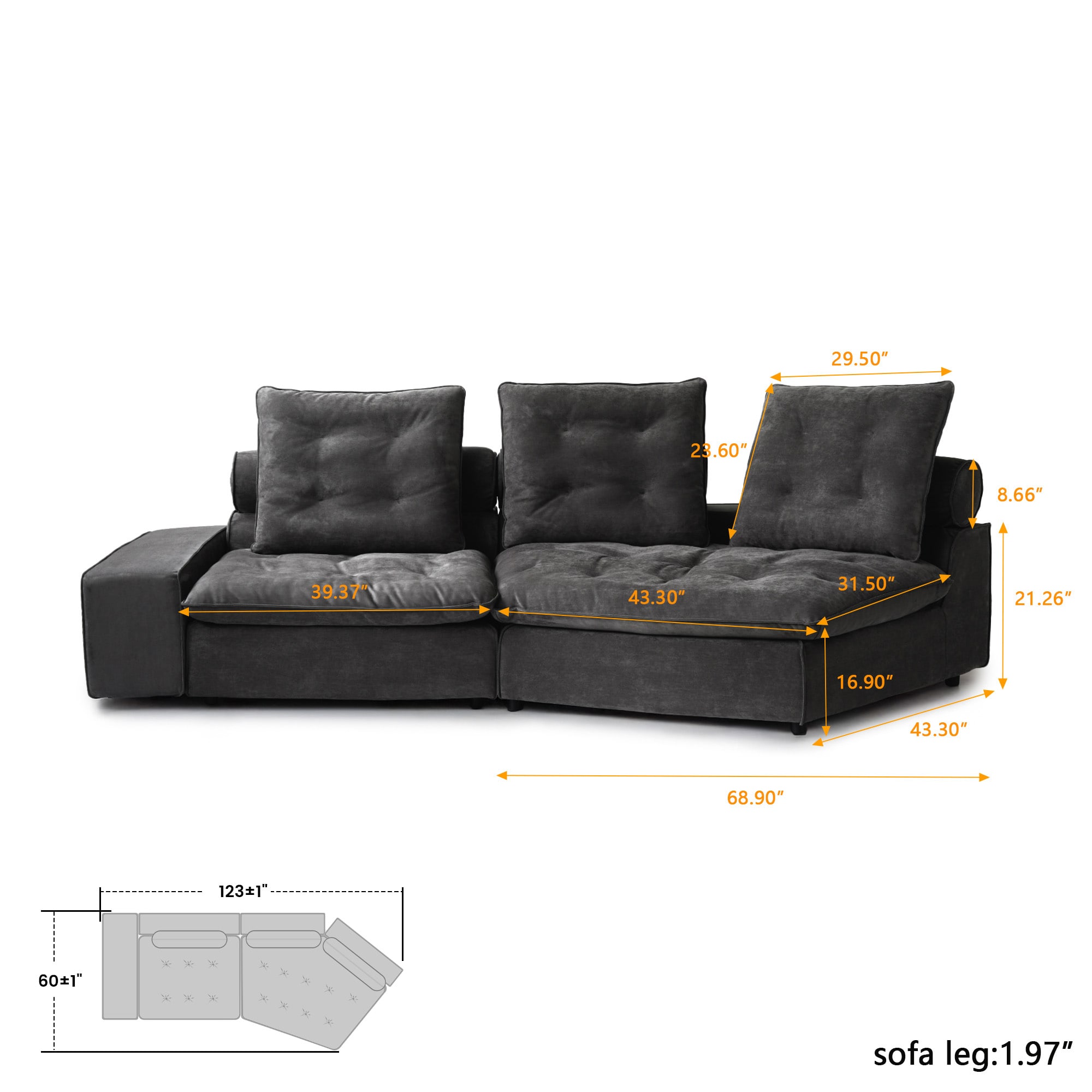 BuotiqHom DH-CF2-136GY Sofas-Loveseats - View #8