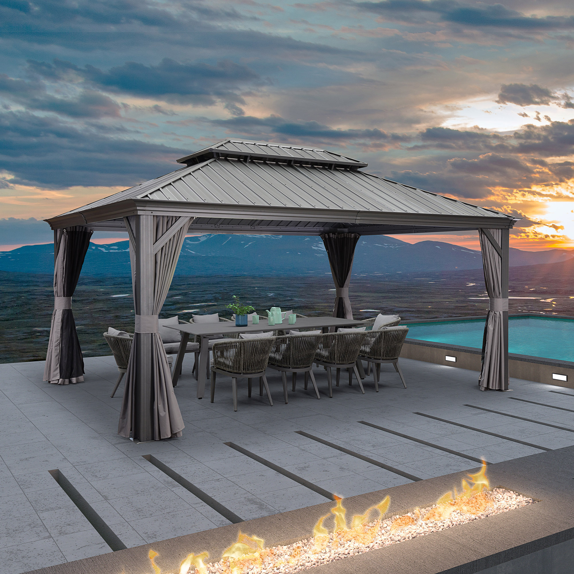 PURPLE LEAF LS04GHTG1216 Wood-Resin-Gazebos - View #3