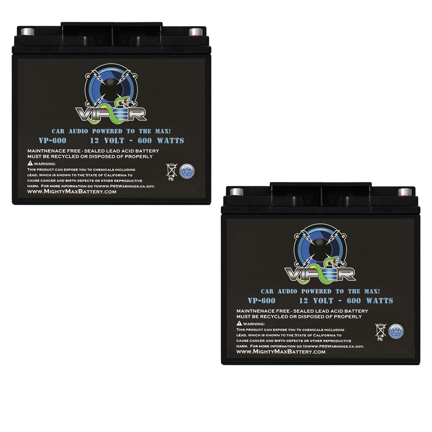 Mighty Max Battery MAX4018372 VP-600 600 Watt Audio for Kinetik Automotive Rechargeable Sealed lead acid 12180 Backup power Batteries 2 -Pack