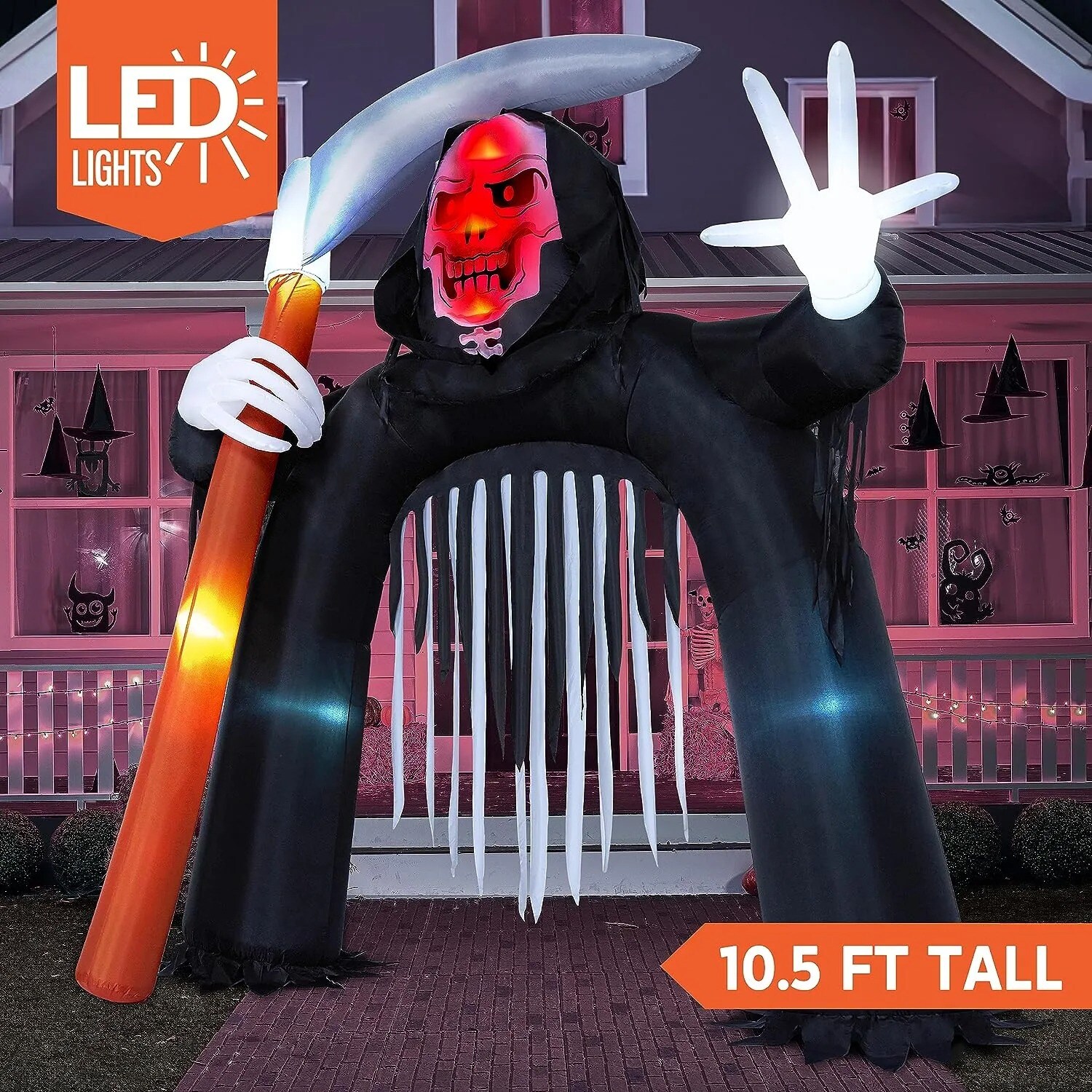 SYNCFUN 10.5-ft Freestanding Lighted Grim Reaper Inflatable In The ...