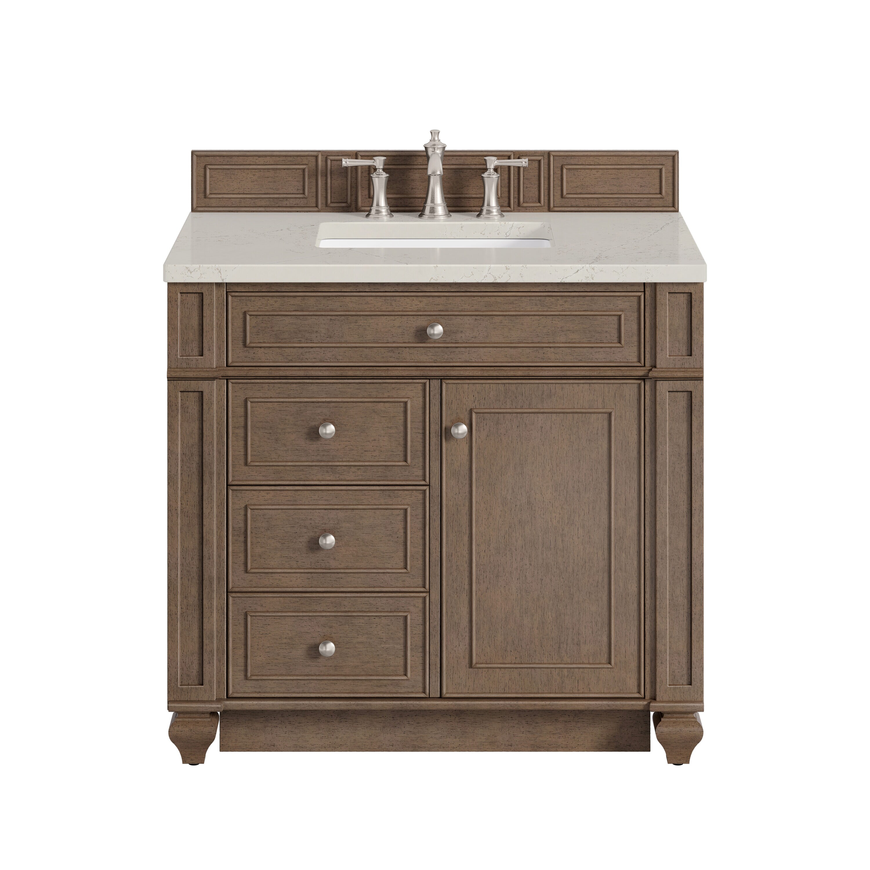 James Martin Vanities Bristol 36-in Whitewashed Walnut Undermount Single Sink Bathroom Vanity with Top (Fully Assembled)