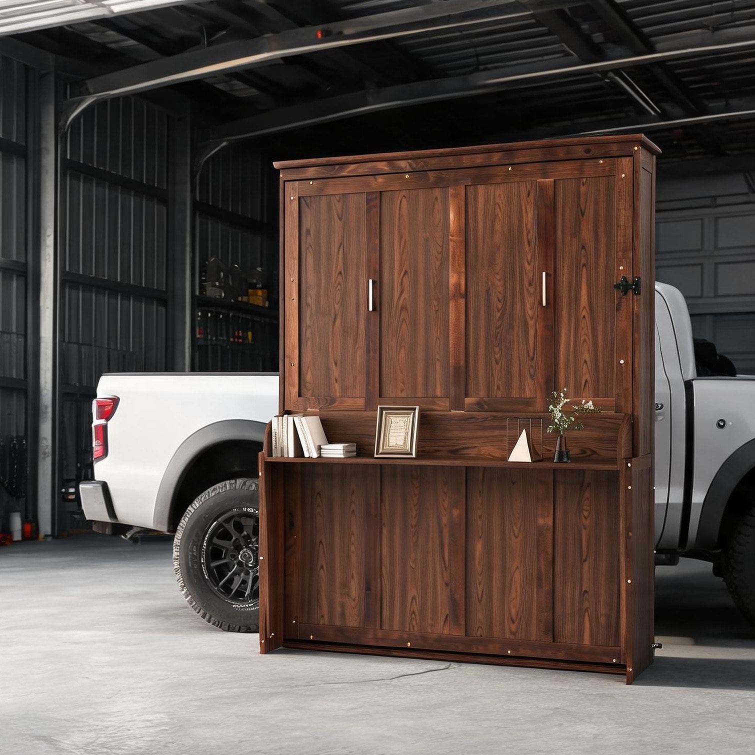 Naturefalls Cabinet - Queen Murphy Wall Bed with Gas Struts Pine Frame ...