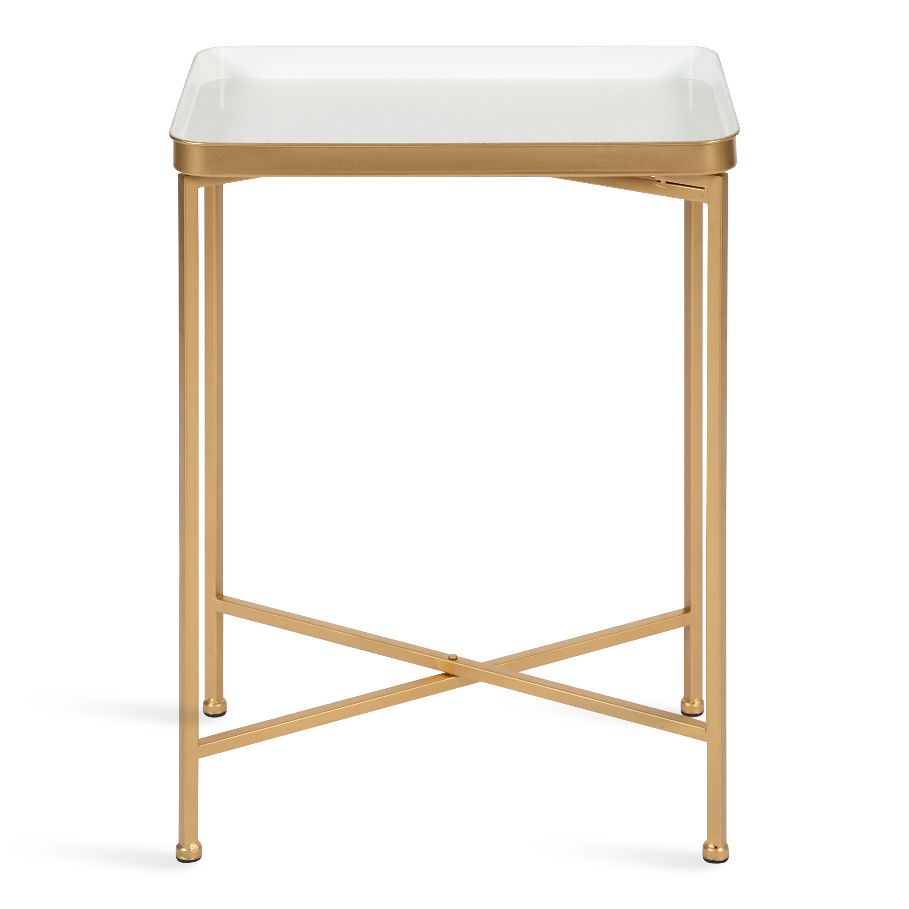 White and Gold Metal Foldable Tray Table