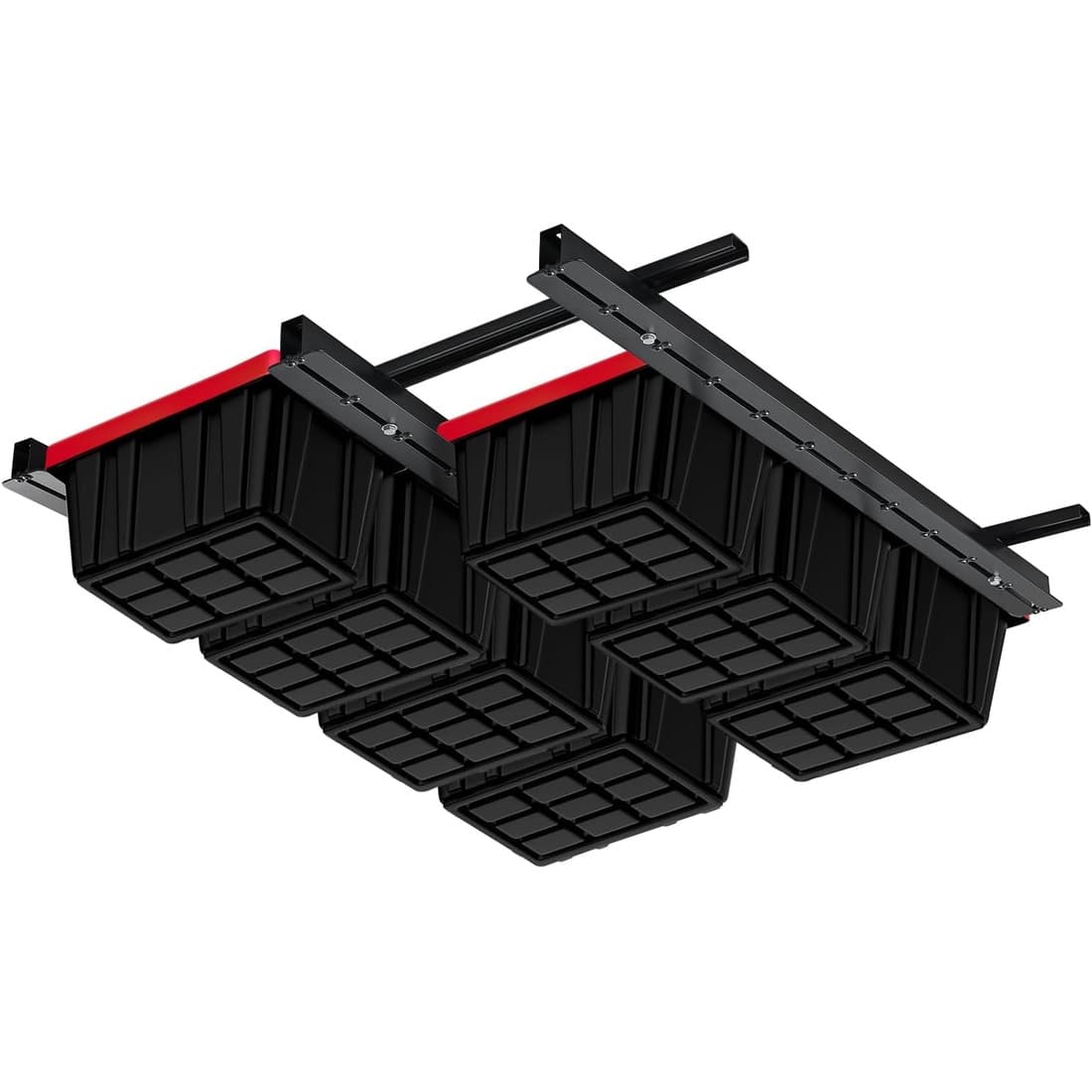 Aoibox  Overhead Garage Storage Rack Adjustable Ceiling Organizer Heavy Duty Steel Holds 8 Bins Expandable T Shape 48 x 48 Inch 1 Set